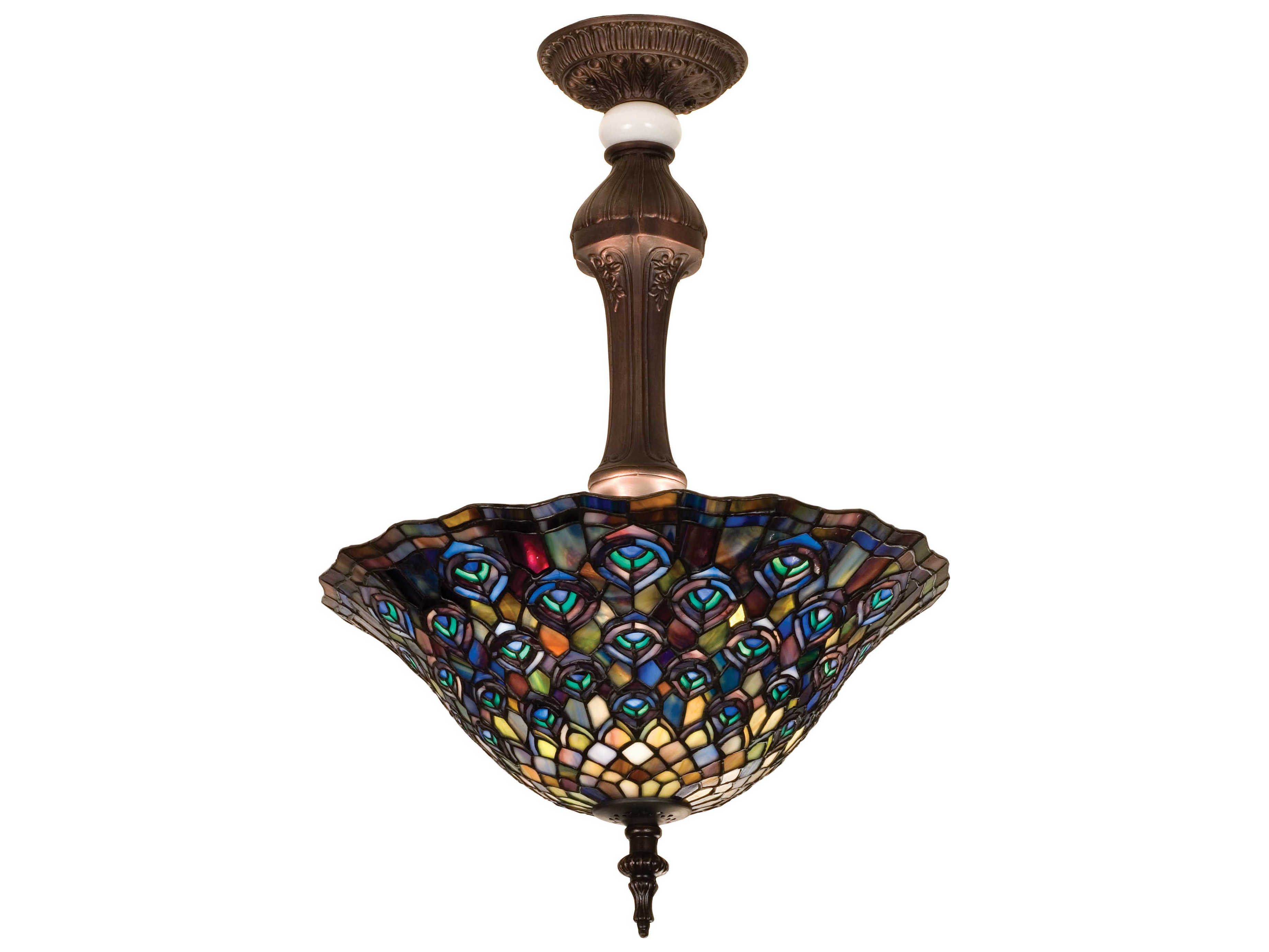 Meyda Tiffany 3-Light Bronze Bowl Geometric Semi Flush Mount