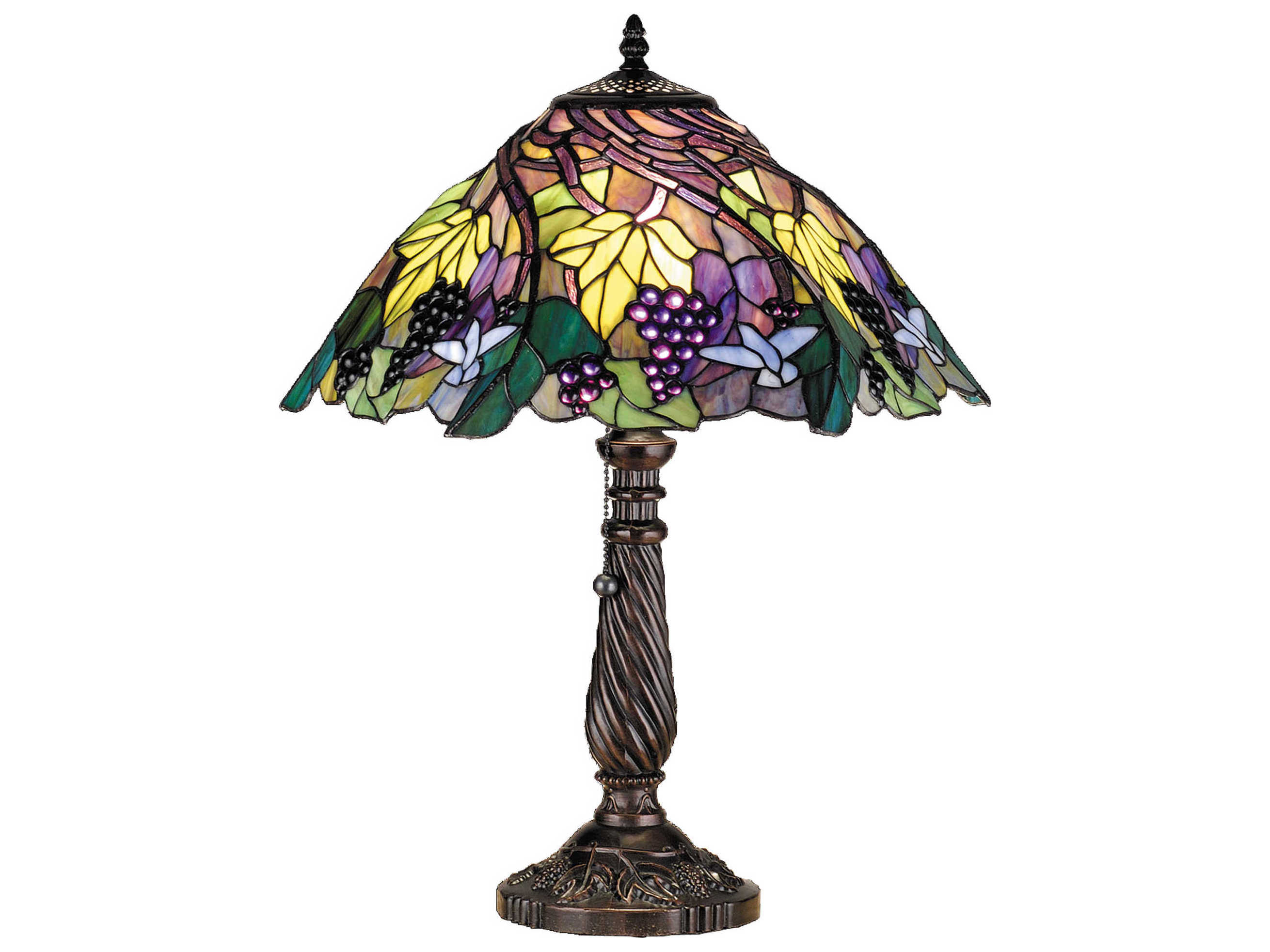 Meyda Tiffany Spiral Grape Blue Bronze Table Lamp
