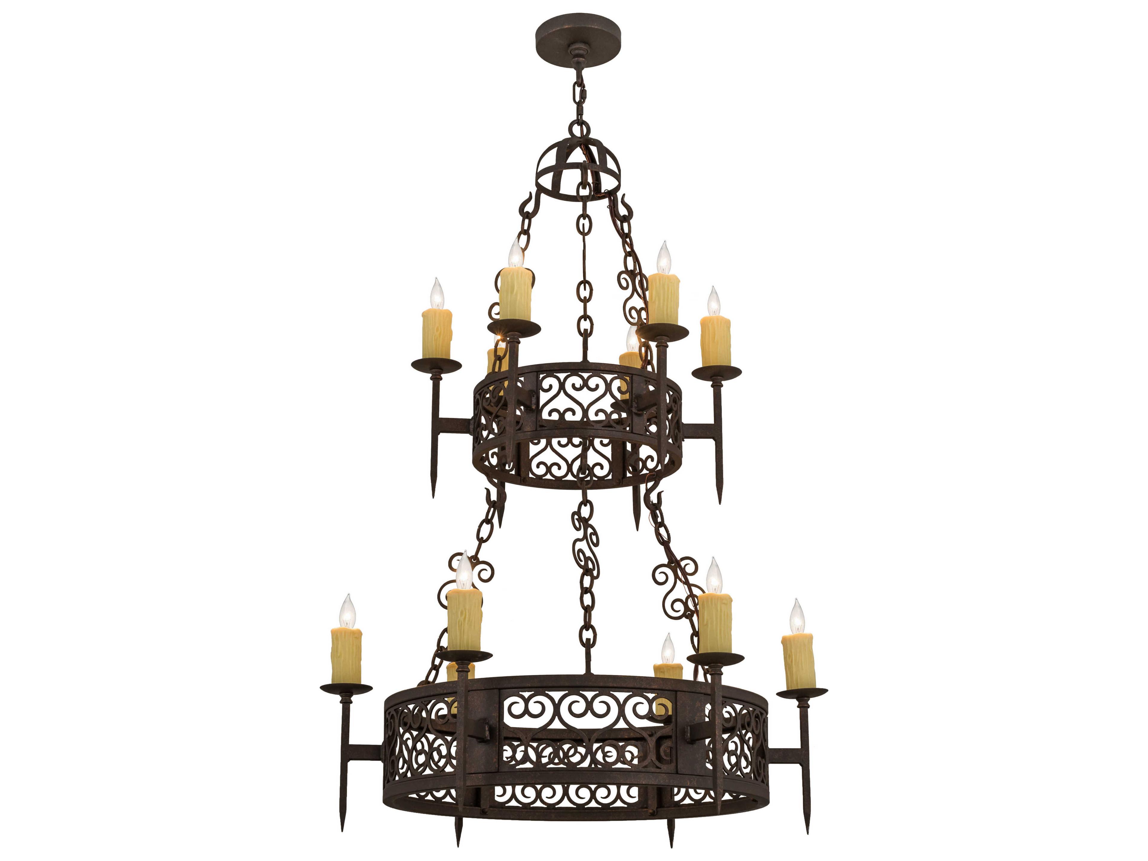 Meyda Toscano Gilded Tobacco Bronze Candelabra Round Chandelier