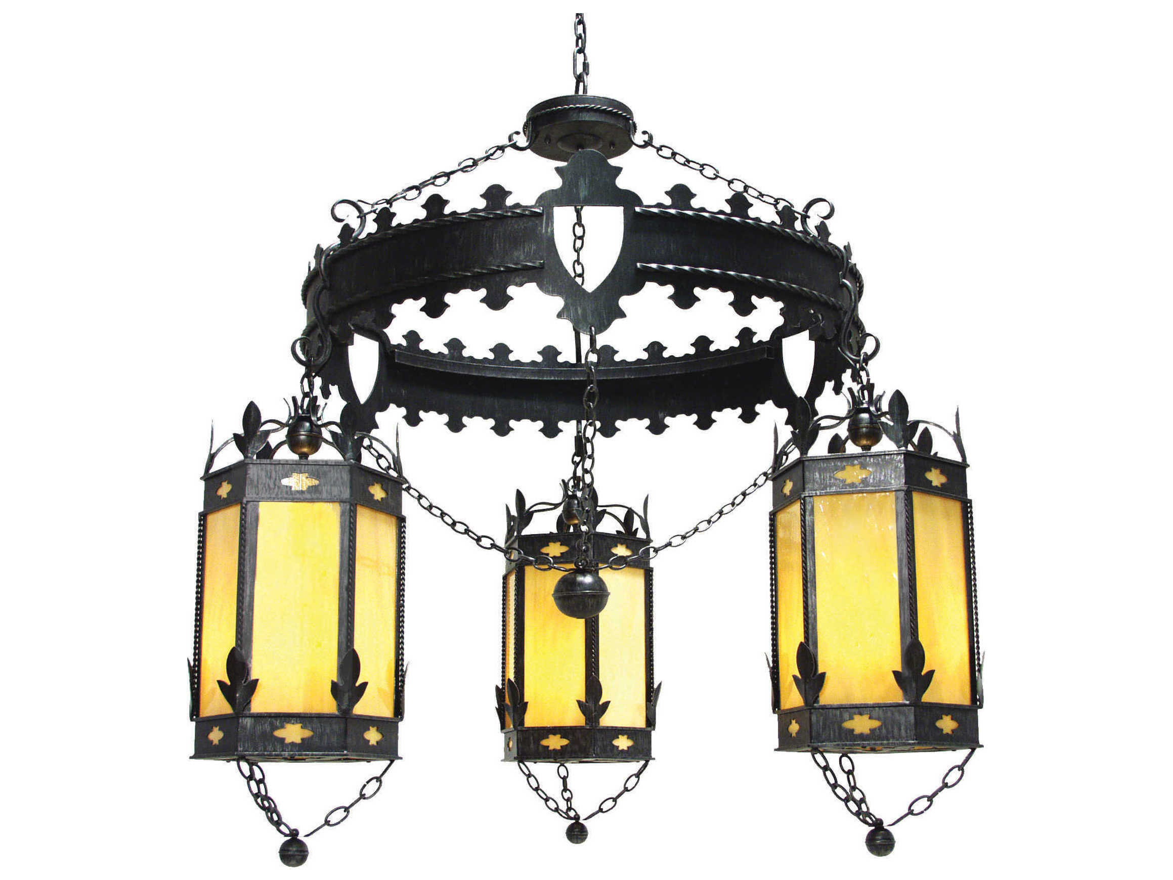Meyda Valhalla 3-Light Blackwash Off White Cylinder Chandelier