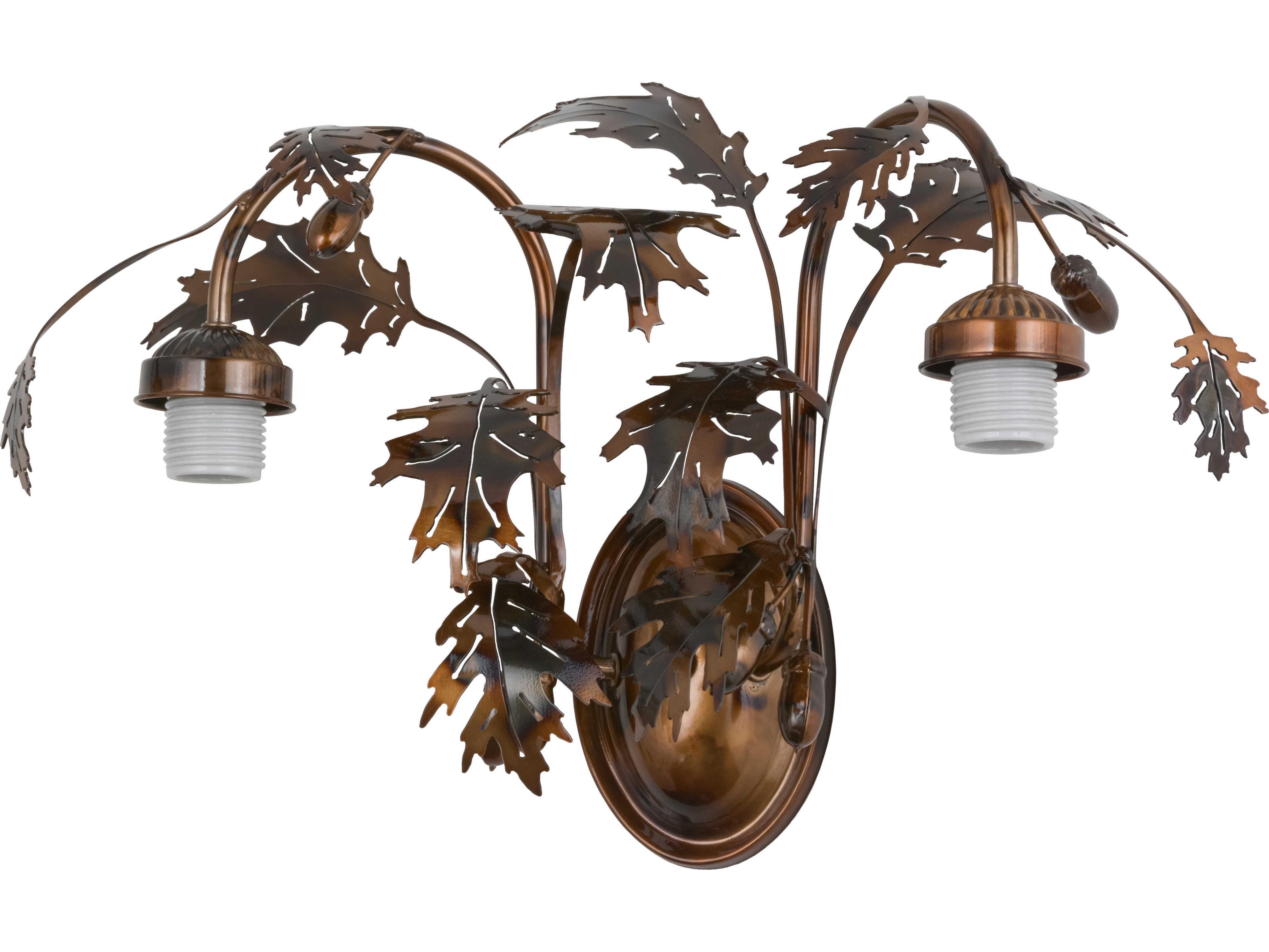 Meyda Oak Leaf & Acorn 2-Light Copper Wall Sconce