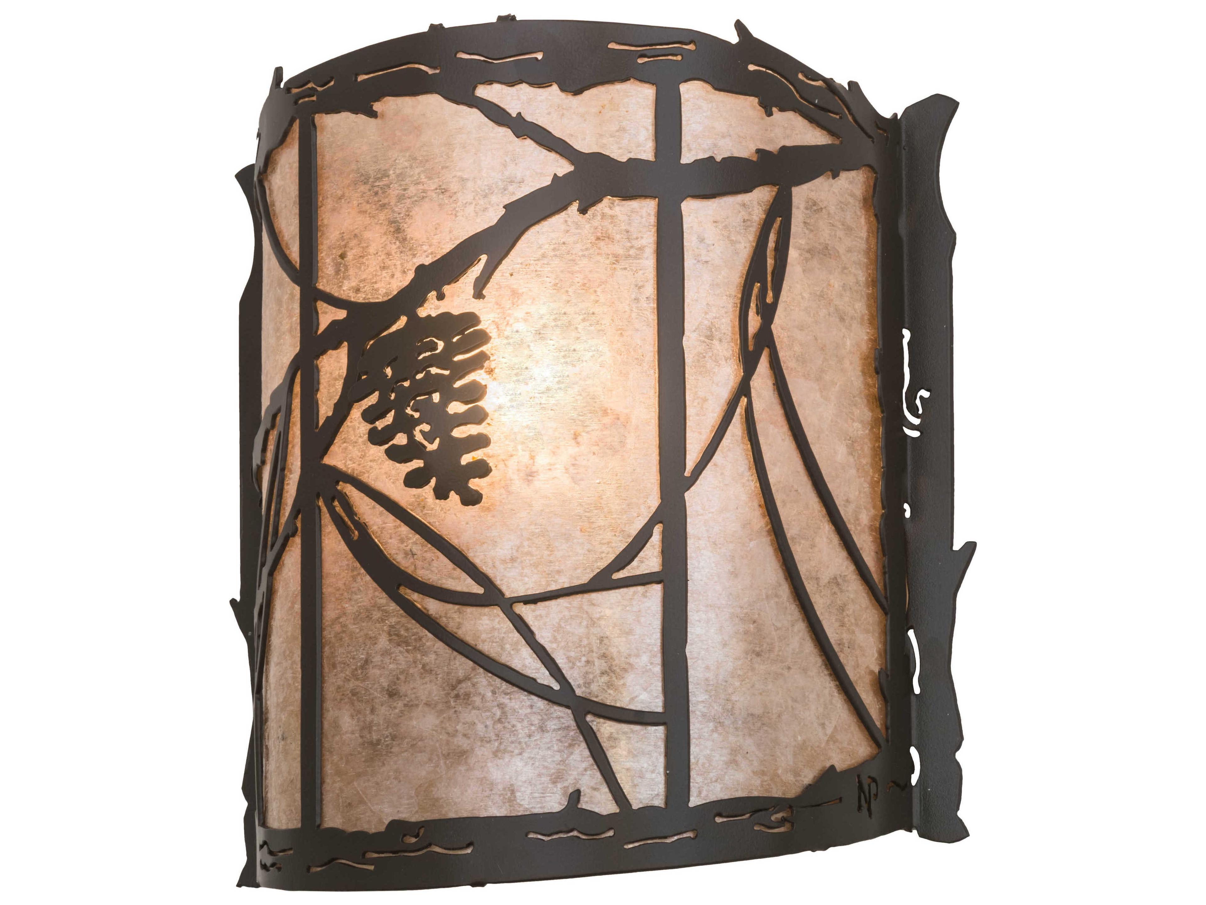 Meyda Whispering Pines 1-Light Bronze Glass Wall Sconce