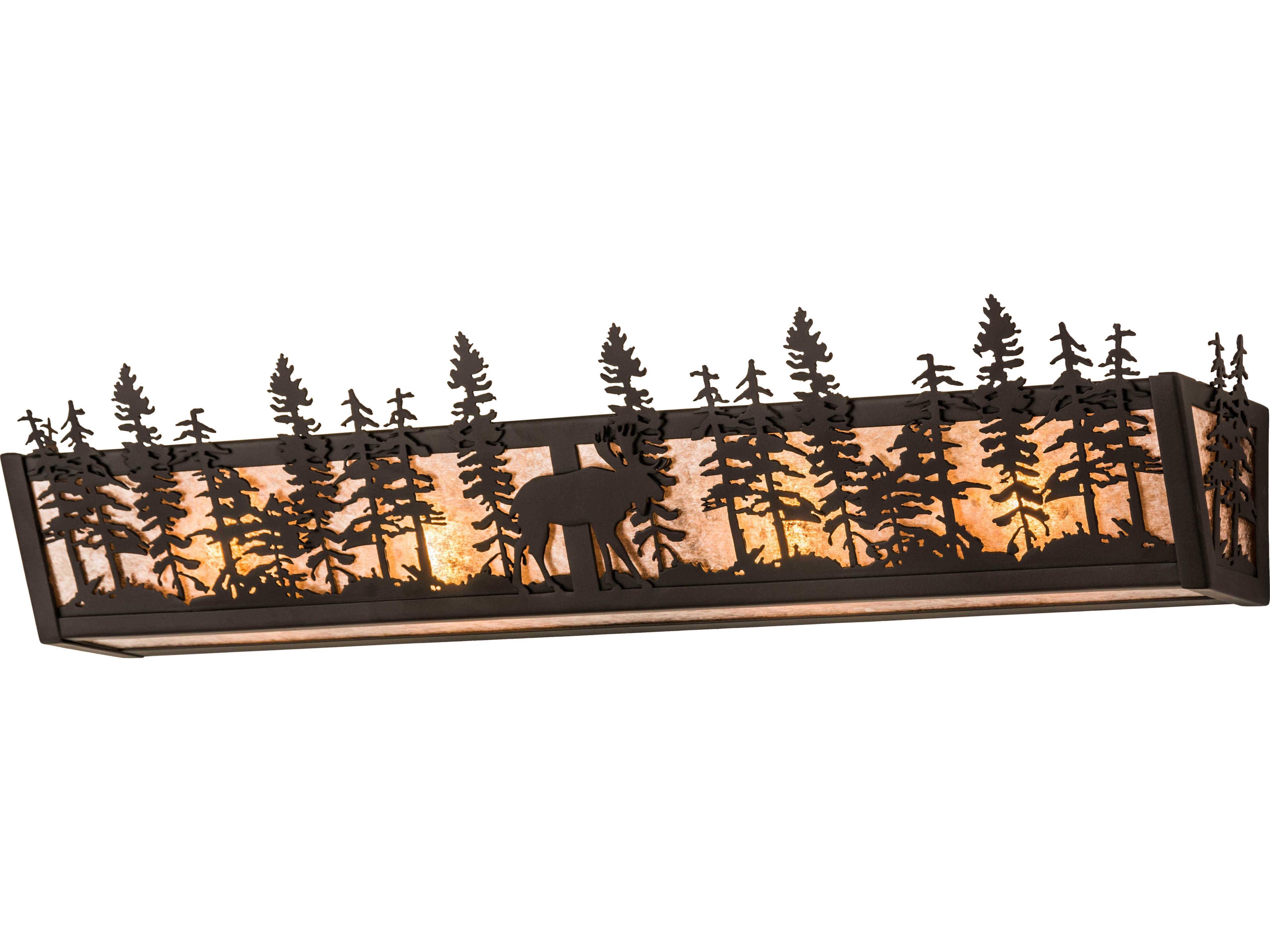 Meyda Lone Moose 4-Light Bronze Glass Vanity Light