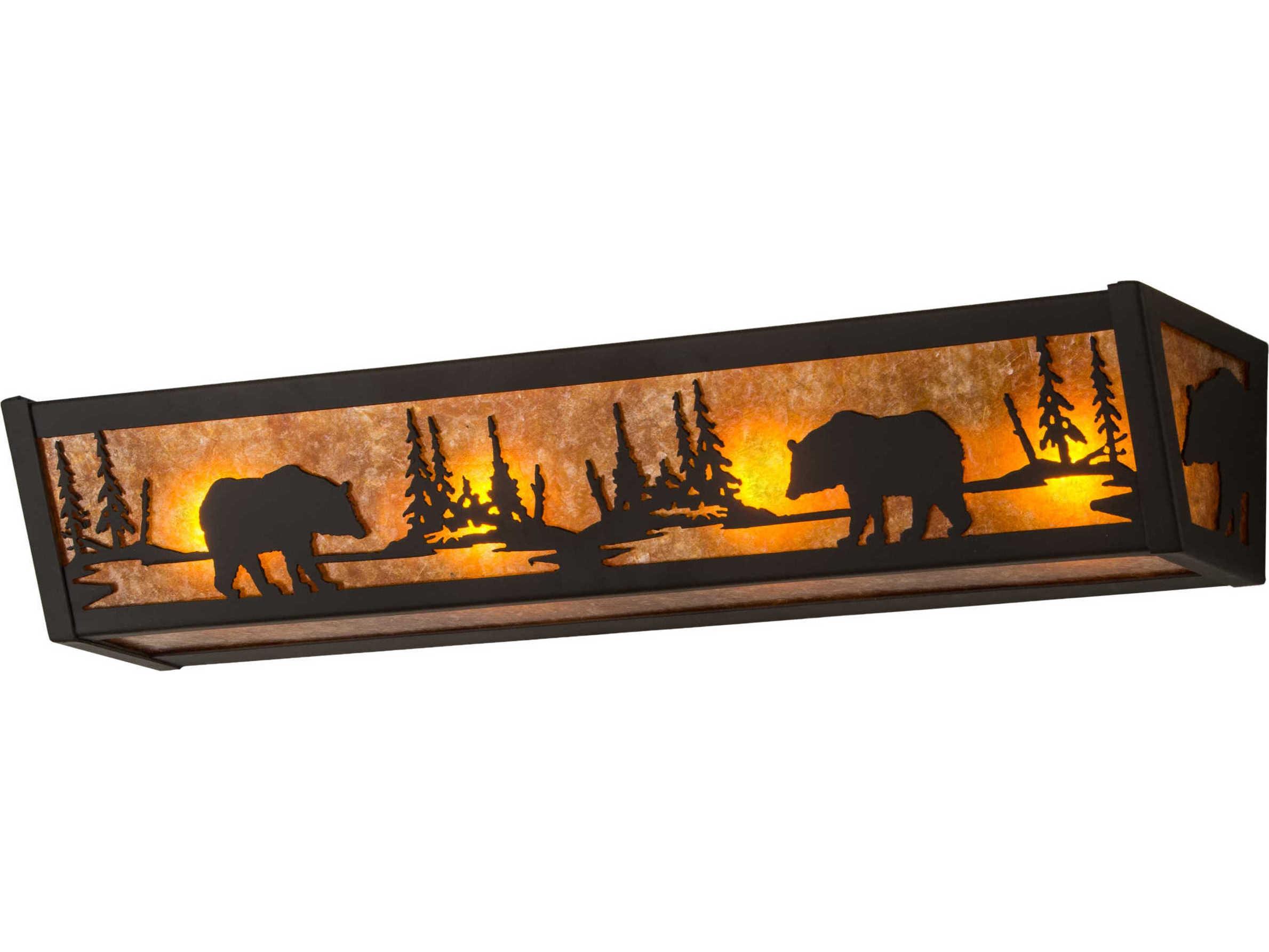 Meyda Bear At Lake 4-Light Bronze Glass Vanity Light