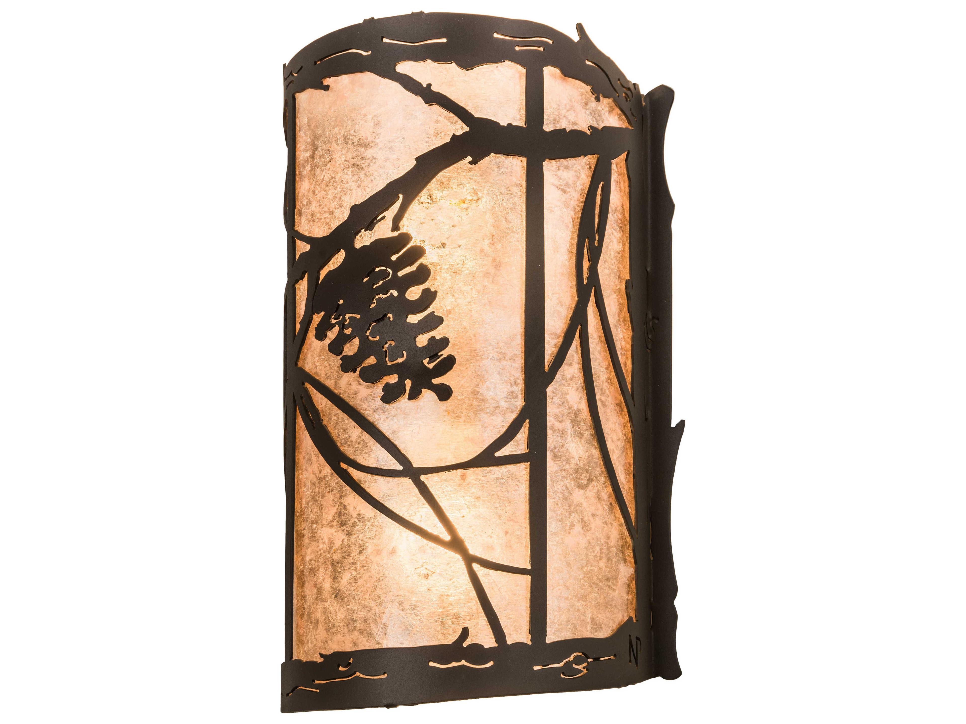 Meyda Whispering Pines 2-Light Black Glass Wall Sconce