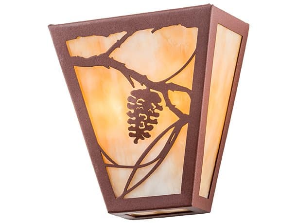 Meyda Whispering Pines 2-Light Bronze Glass Wall Sconce