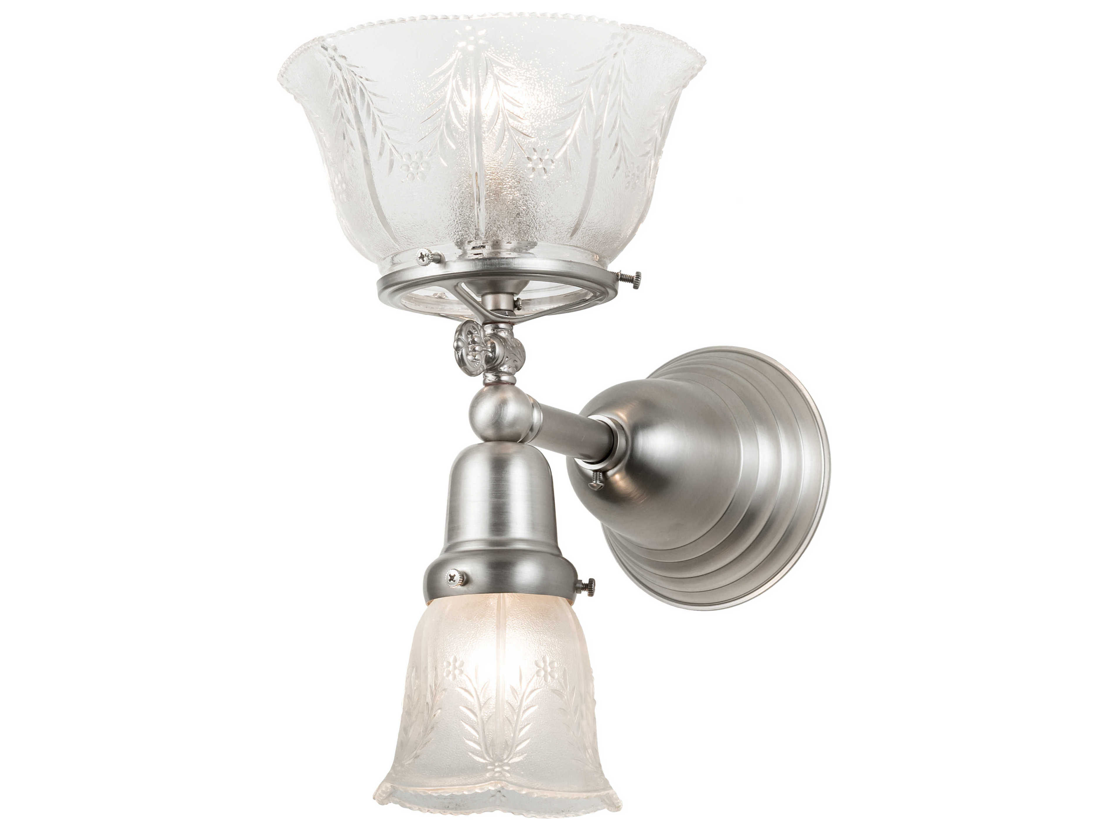 Meyda Auburn 2-Light Nickel Glass Wall Sconce