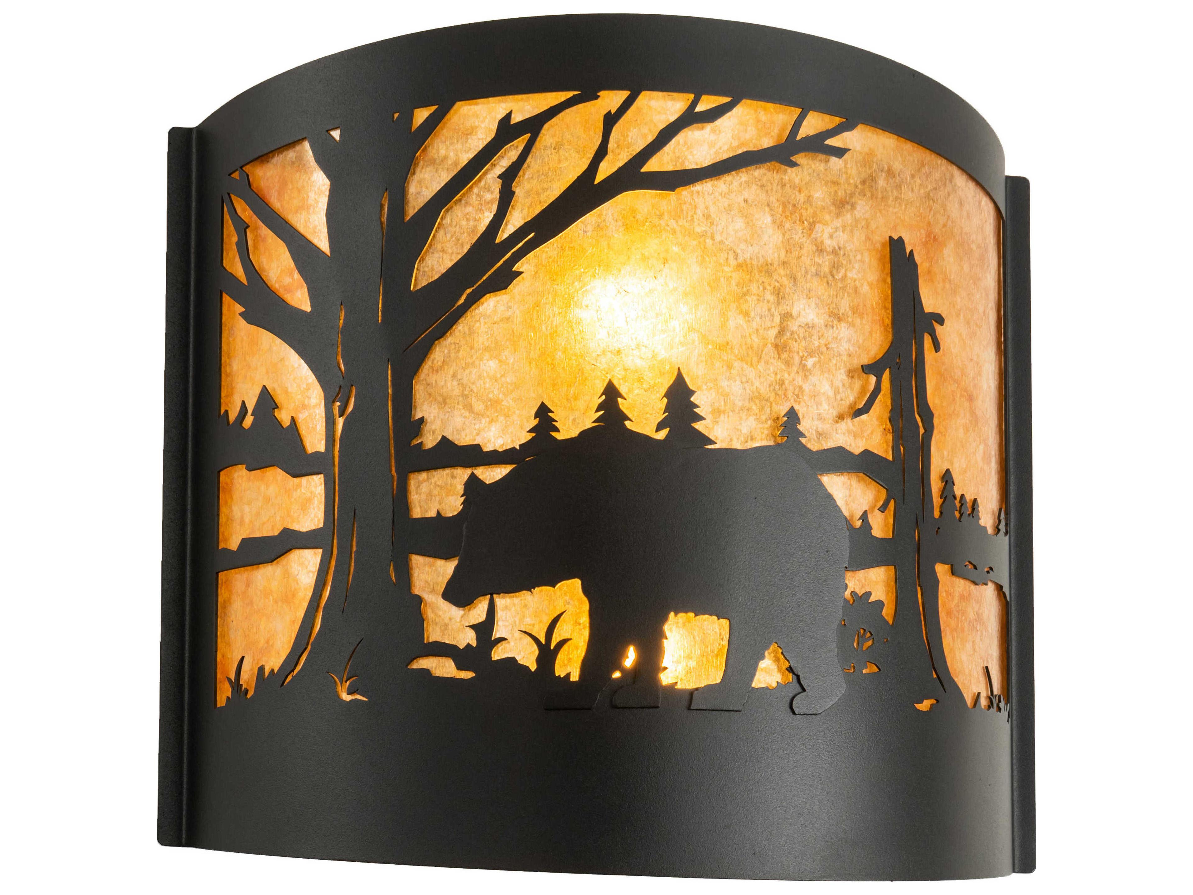 Meyda Bear At Lake 2-Light Black Wall Sconce