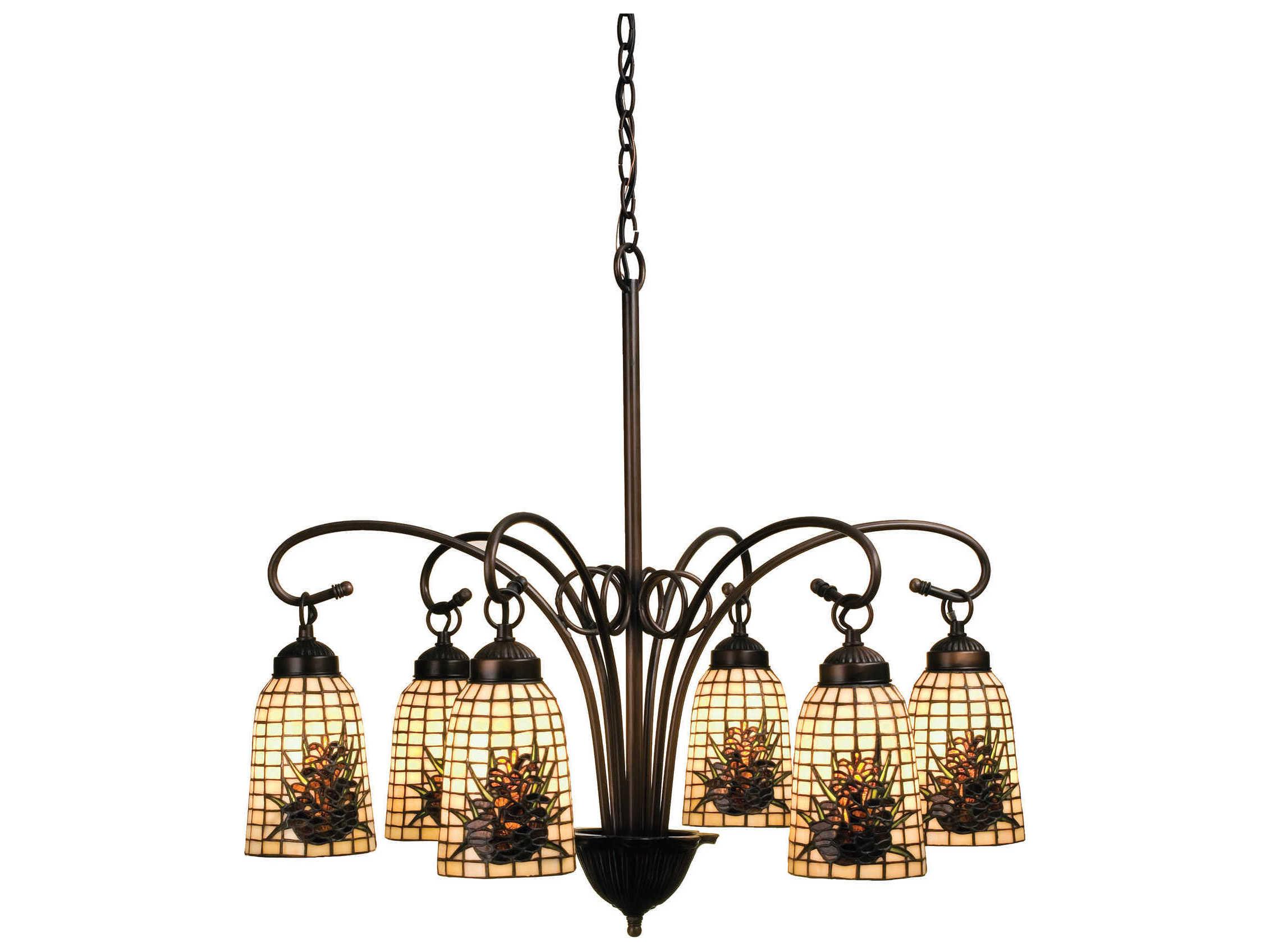Meyda Victorian 6-Light Bronze Tiffany Bell Chandelier