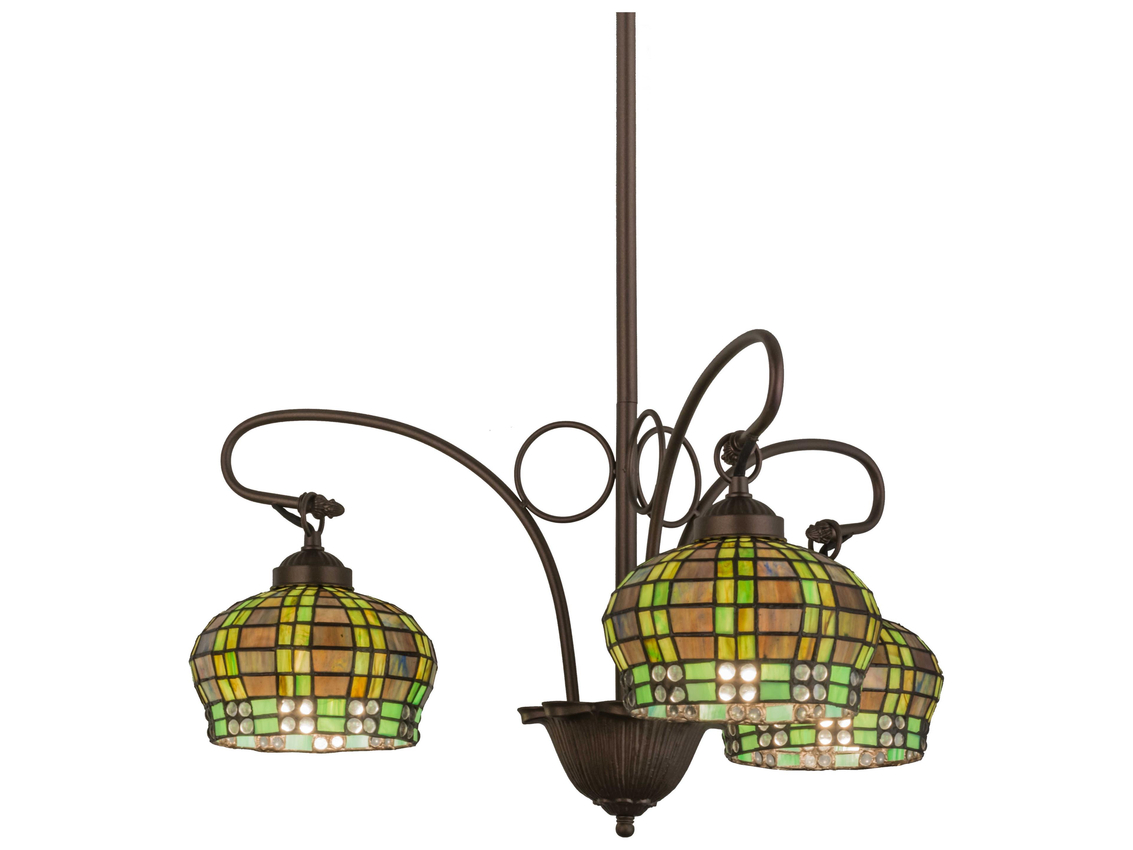 Meyda Victorian 3-Light Bronze Tiffany Chandelier