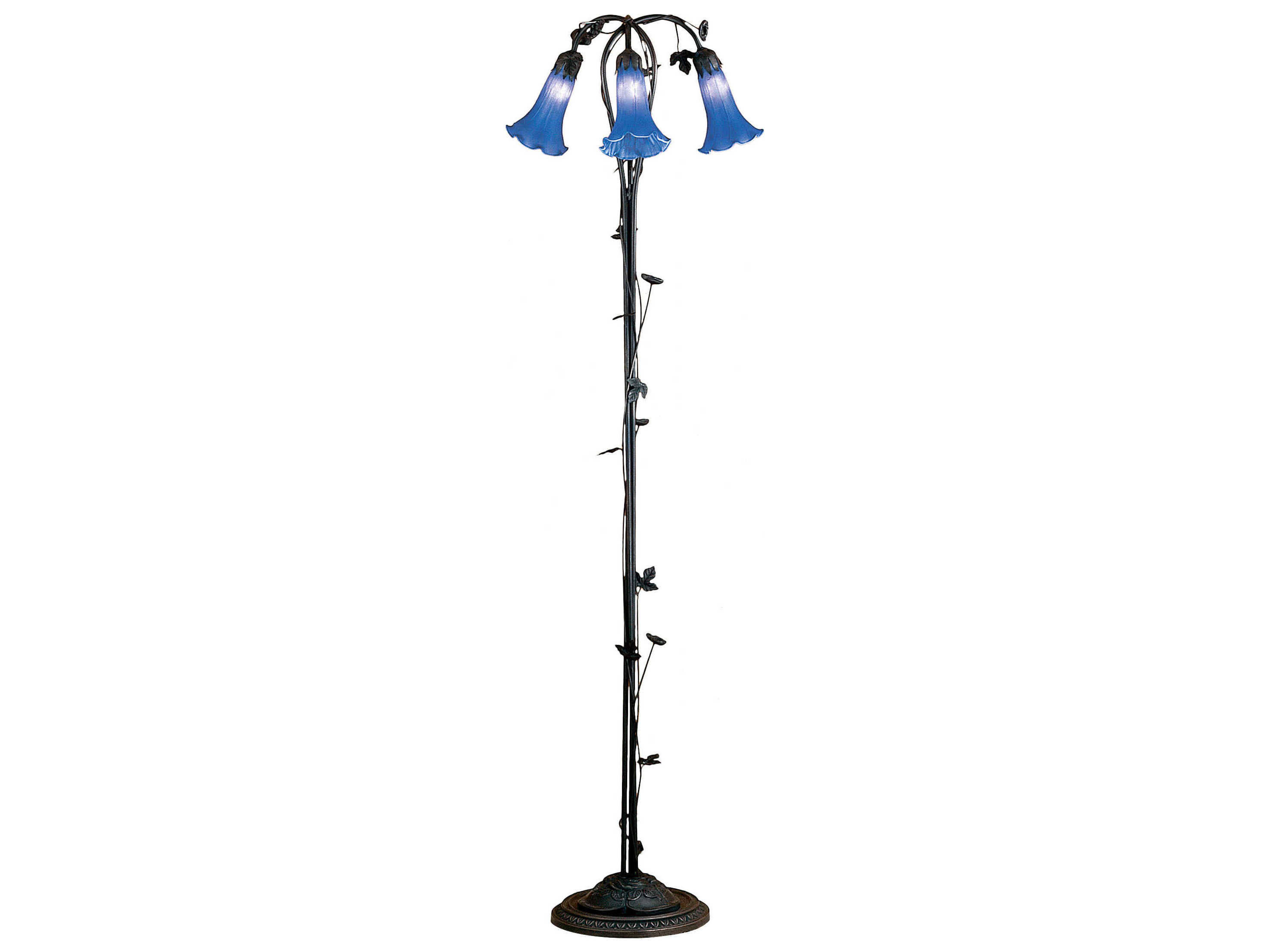 Meyda Blue Pond Lily Bronze Tiffany Floor Lamp