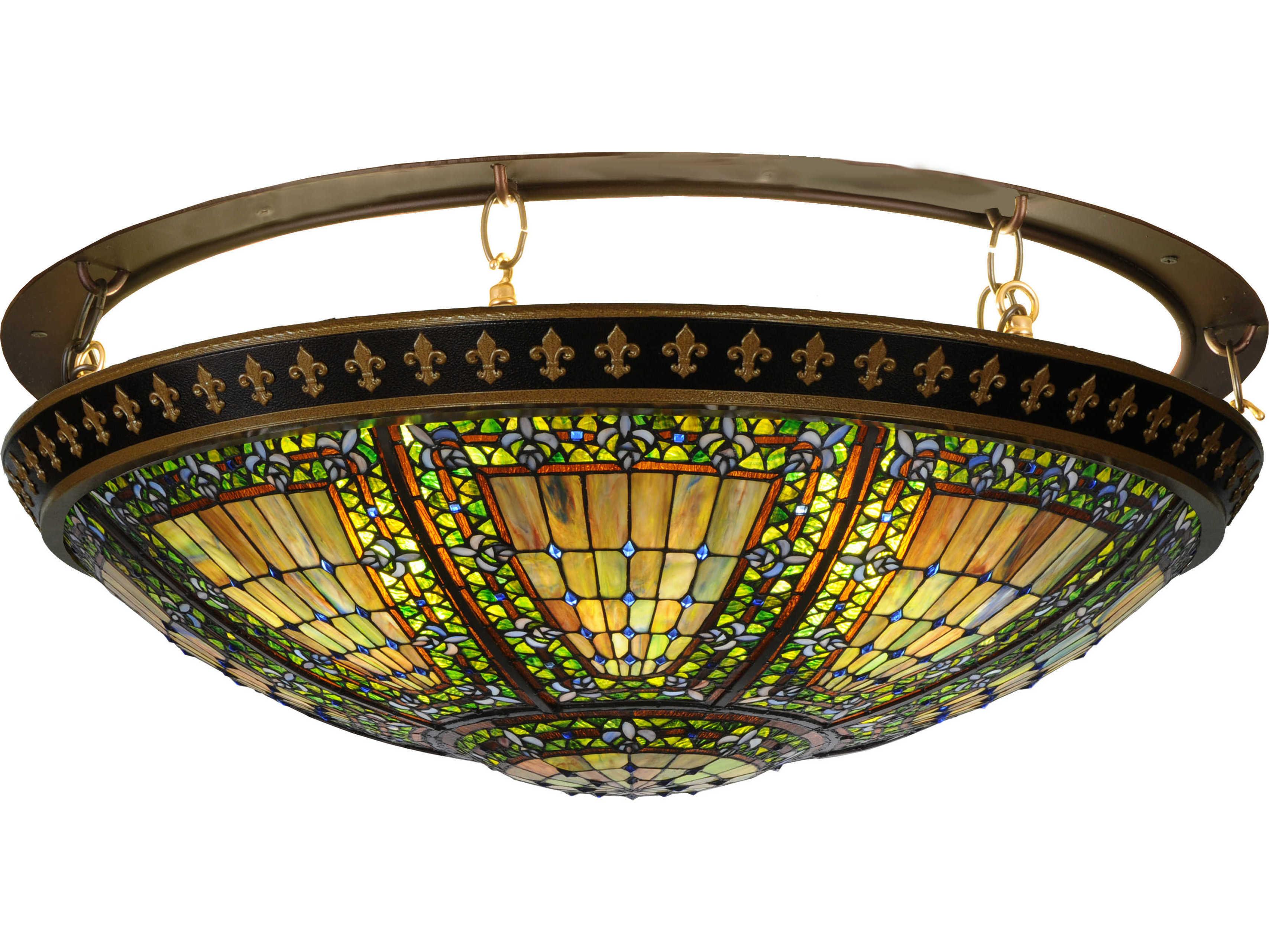 Meyda Fleur-de-lis 8-Light Yellow Bowl Flush Mount