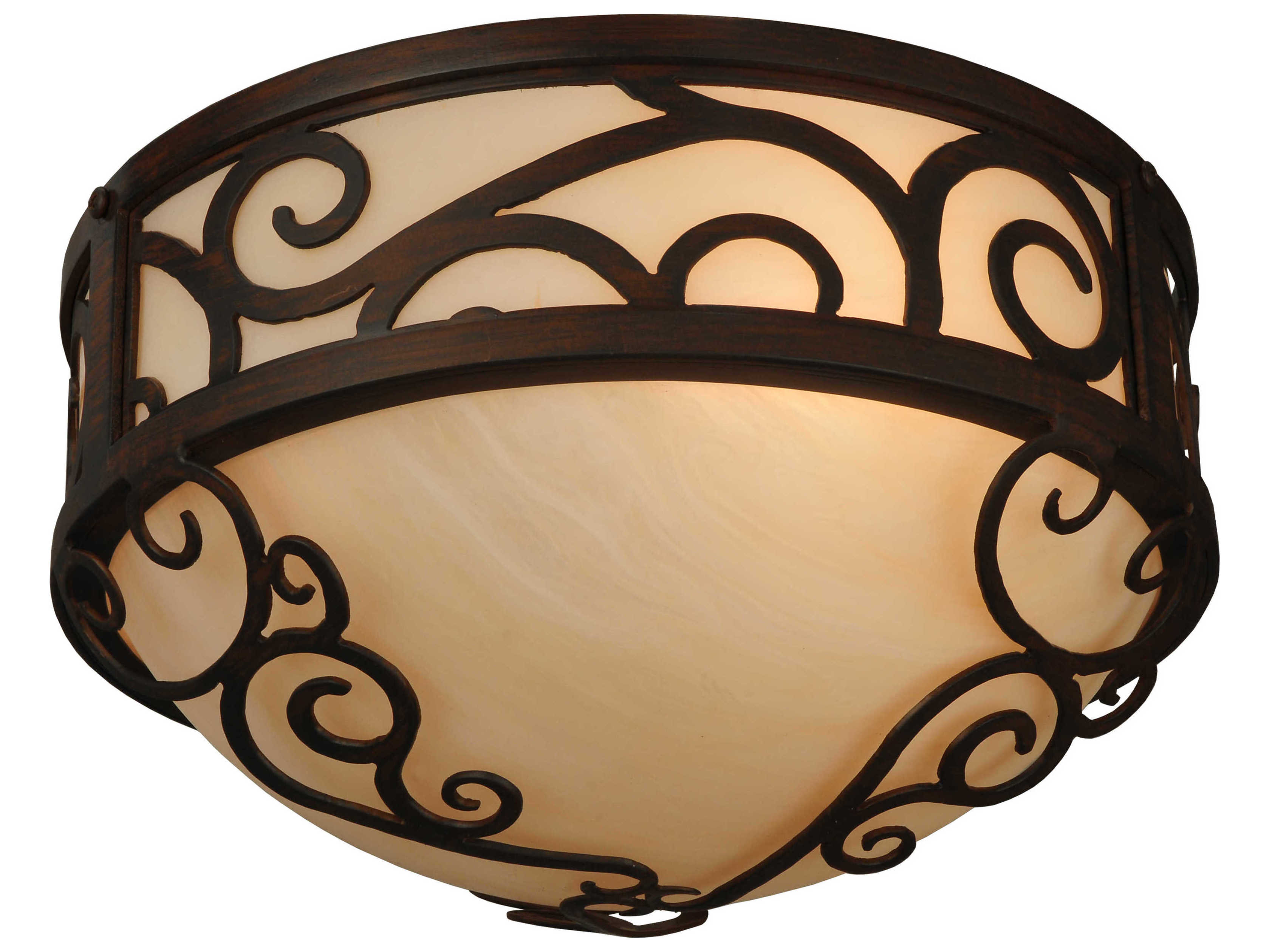 Meyda Victorian 3-Light Brown Bowl Flush Mount