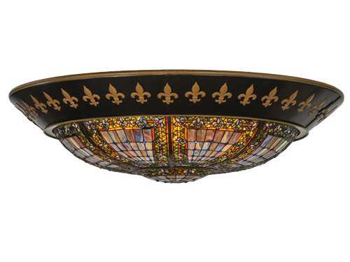 Meyda Fleur-de-lis 8-Light Bronze Tiffany Bowl Flush Mount