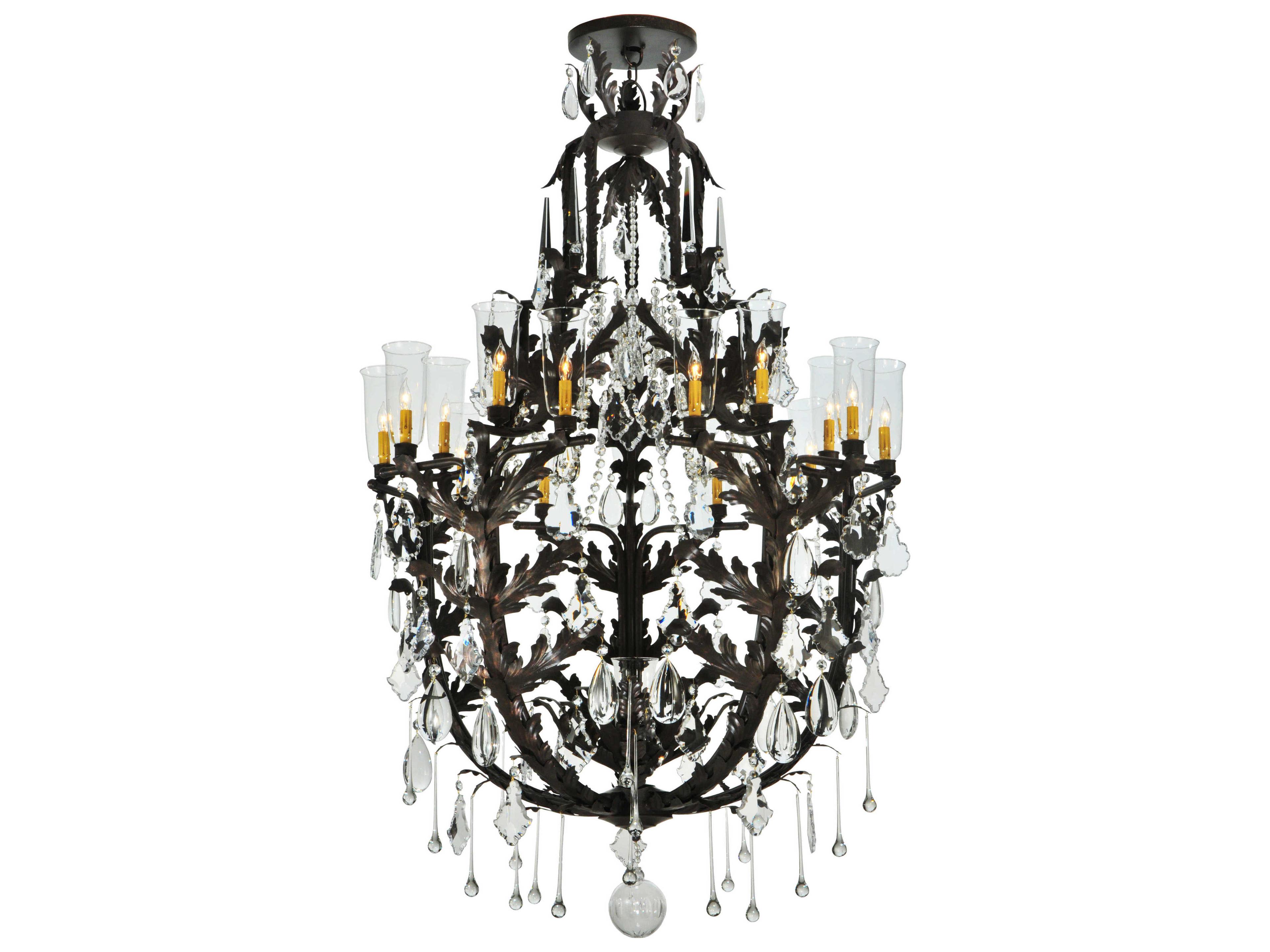 Meyda French Baroque 16-Light-Light Brown Crystal Candelabra Chandelier