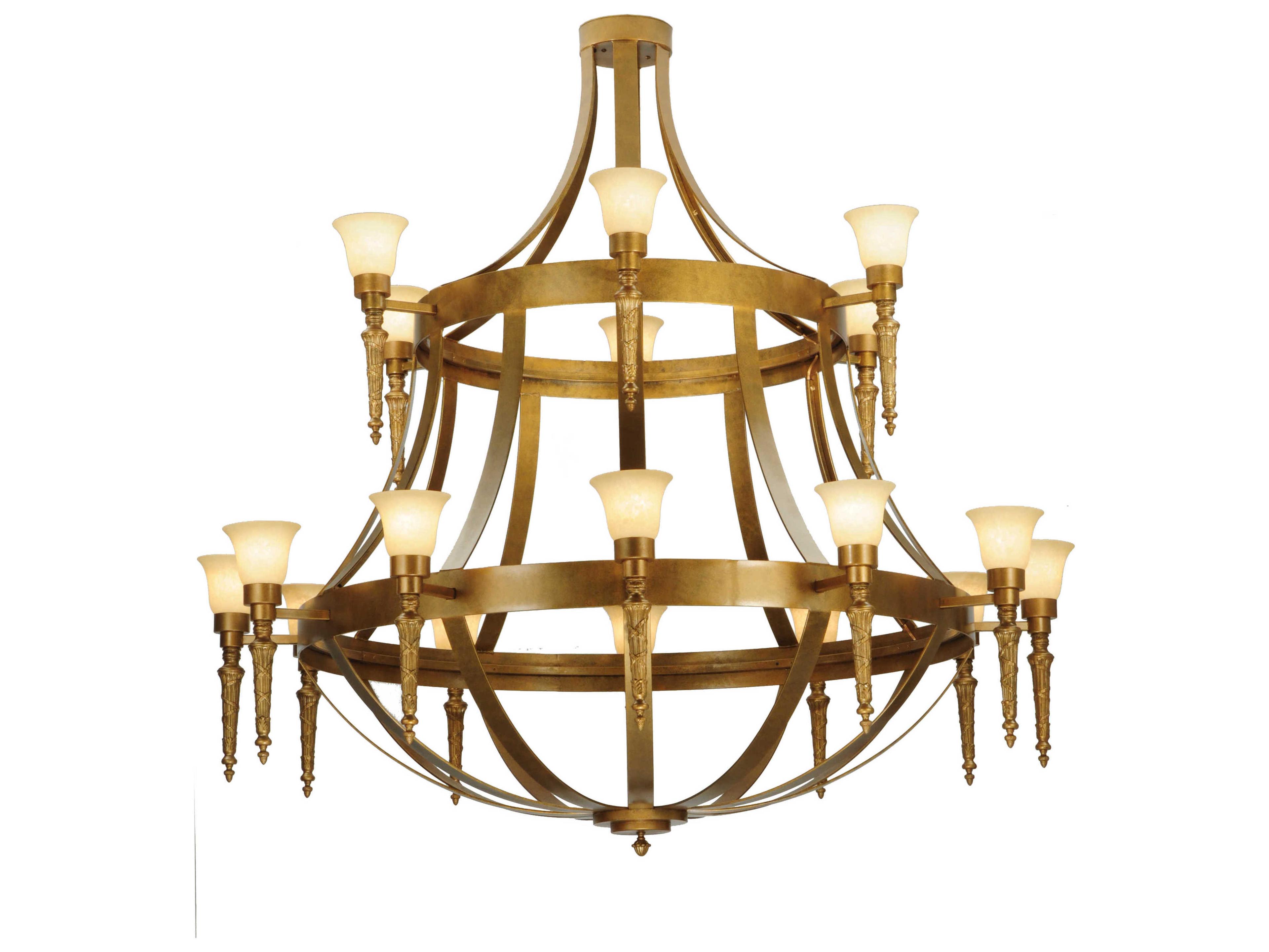 Meyda Victorian 18-Light-Light Gold Glass Bell Round Tiered Chandelier