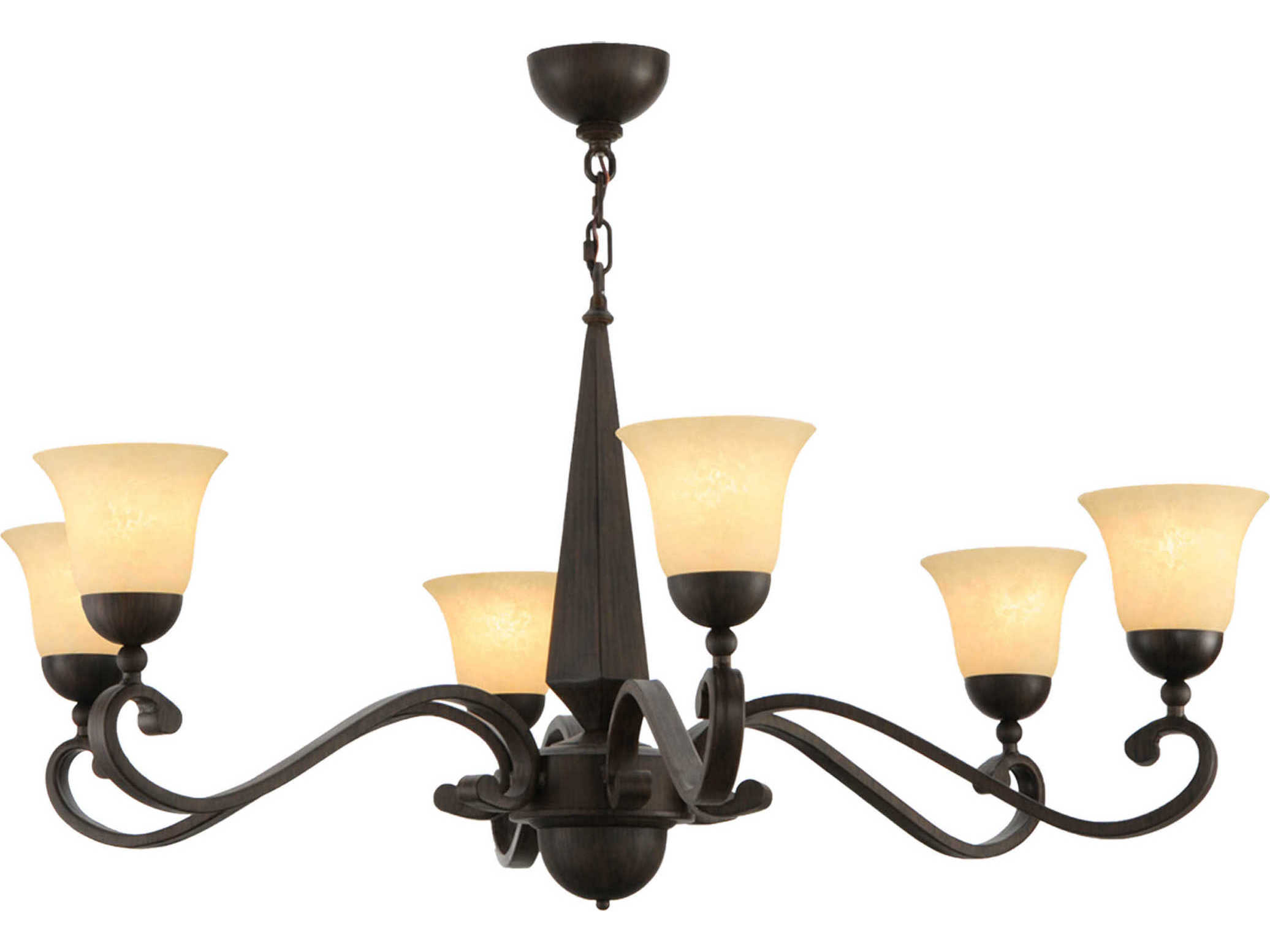 Meyda Victorian 6-Light Brown Glass Bell Chandelier