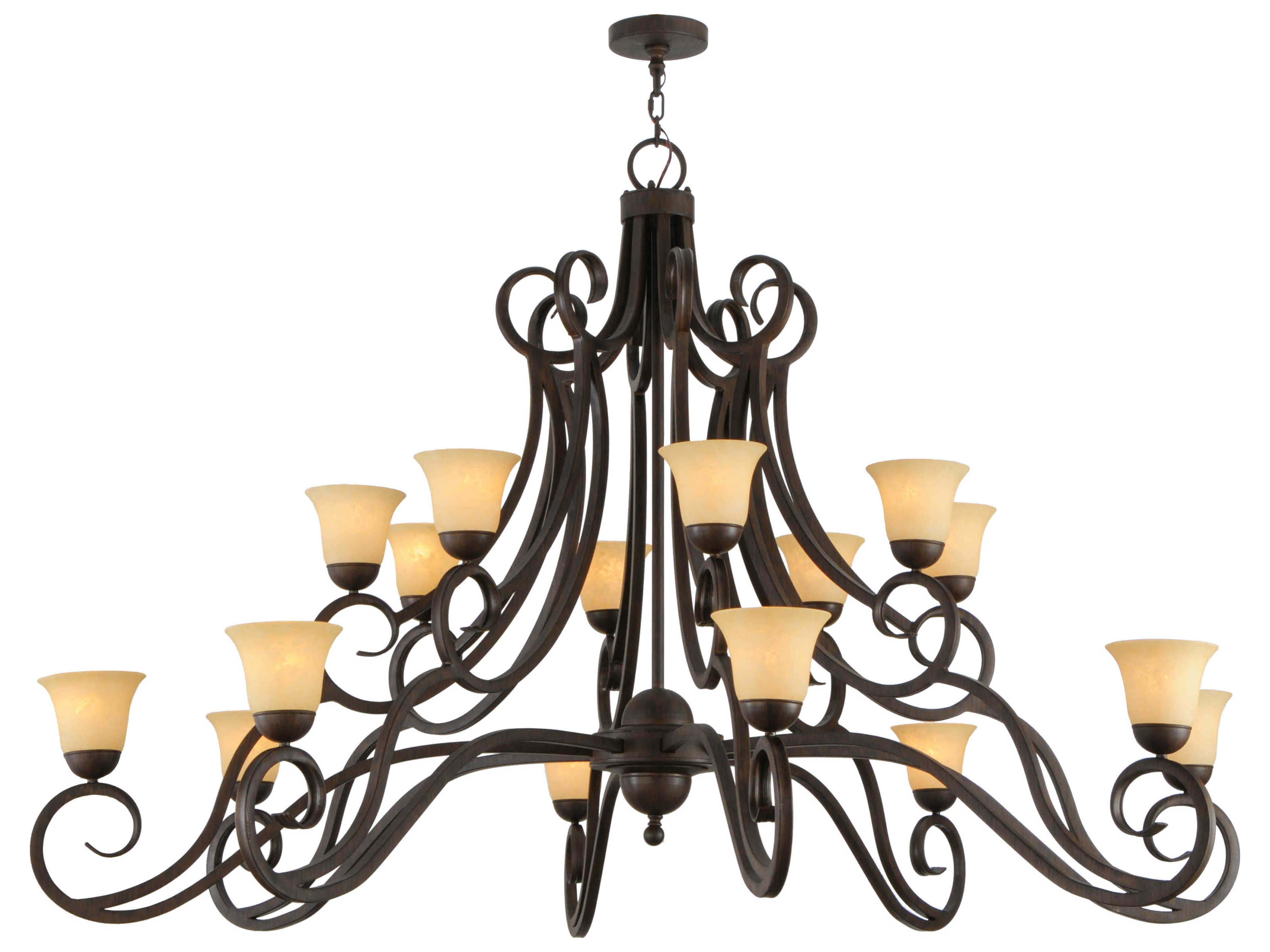 Meyda Angelo 16-Light-Light Bronze Glass Bell Tiered Chandelier