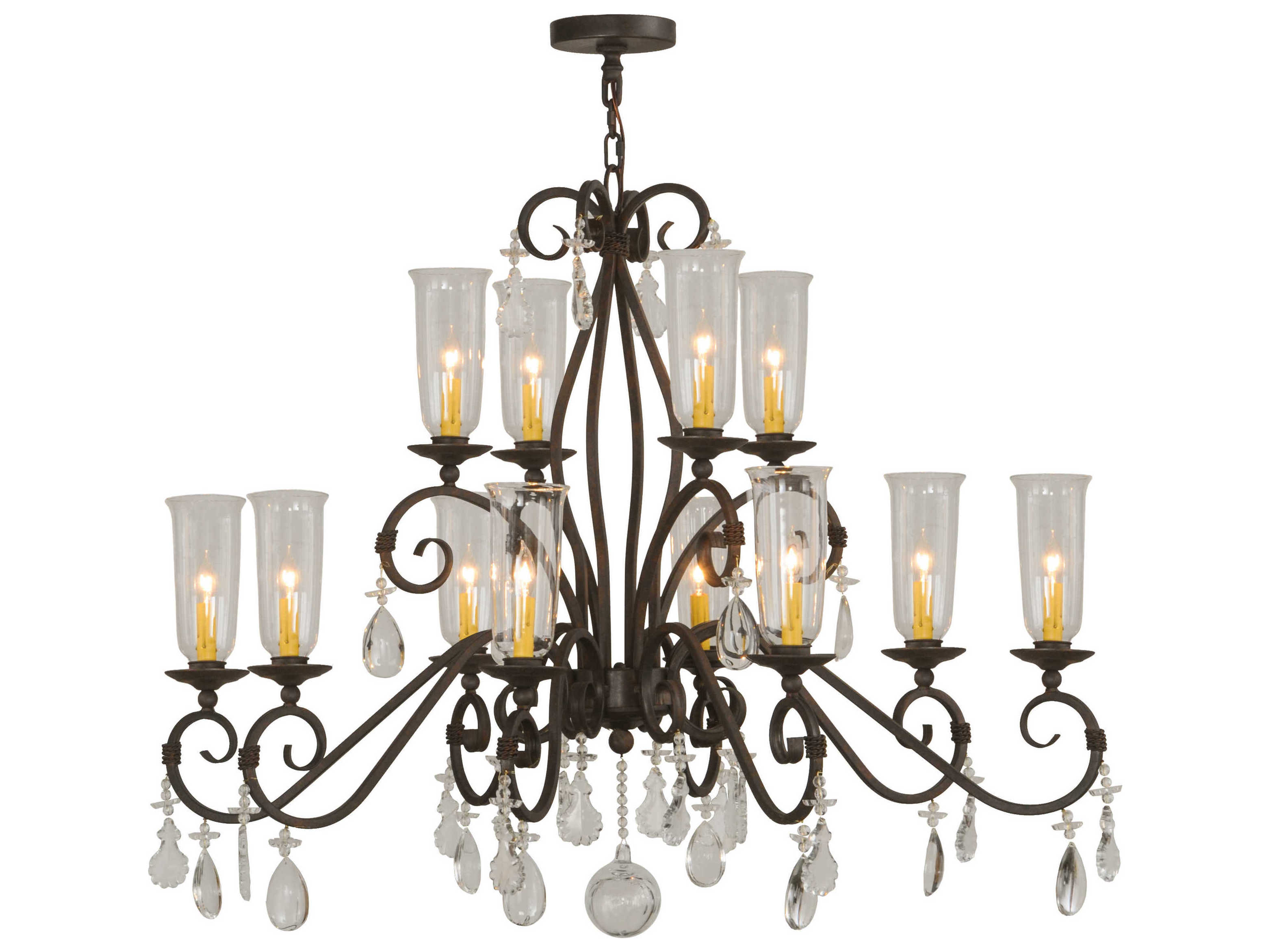 Meyda Victorian 12-Light Bronze Glass Bell Candelabra Chandelier