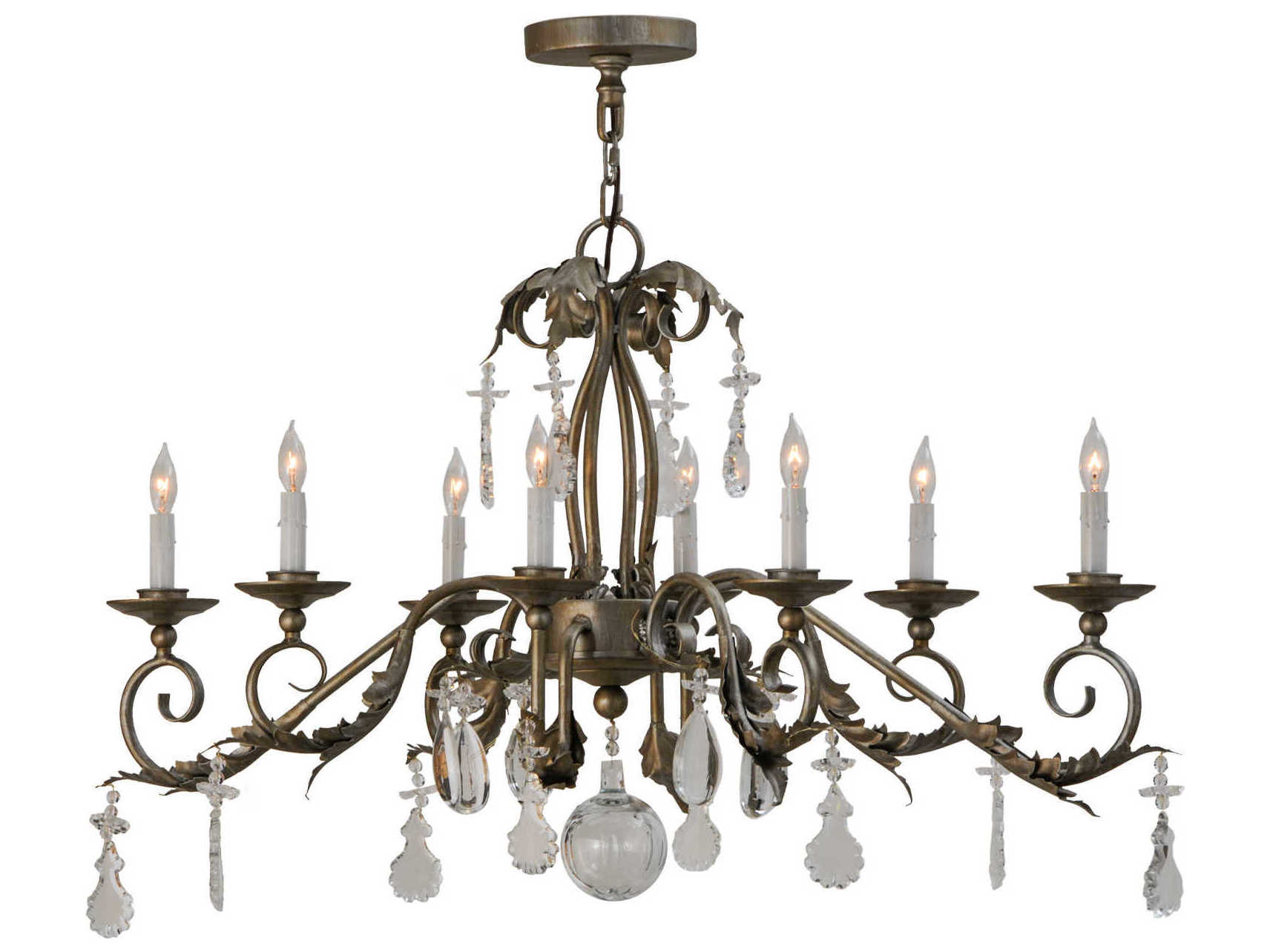 Meyda Victorian 8-Light Brass Crystal Candelabra Chandelier