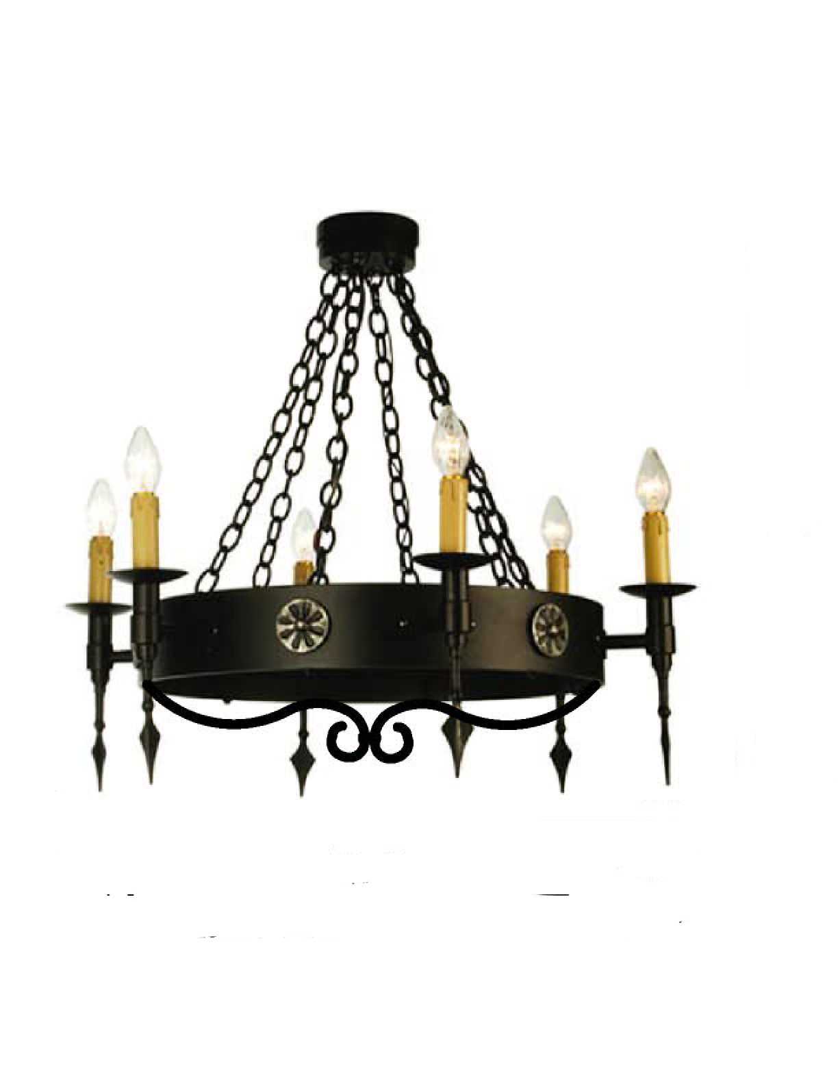 Meyda Warwick 6-Light Brass Candelabra Round Chandelier