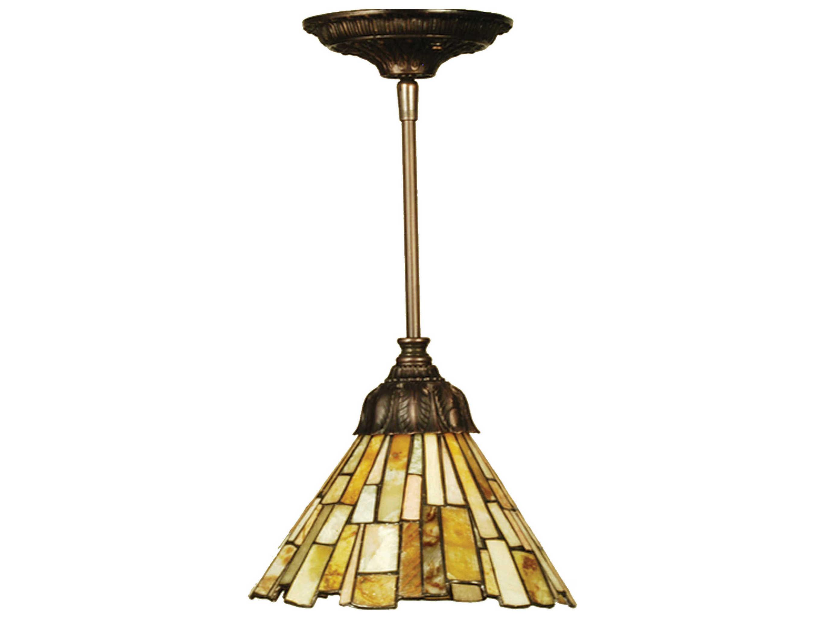 Meyda Victorian 1-Light Bronze Tiffany Geometric Mini Pendant