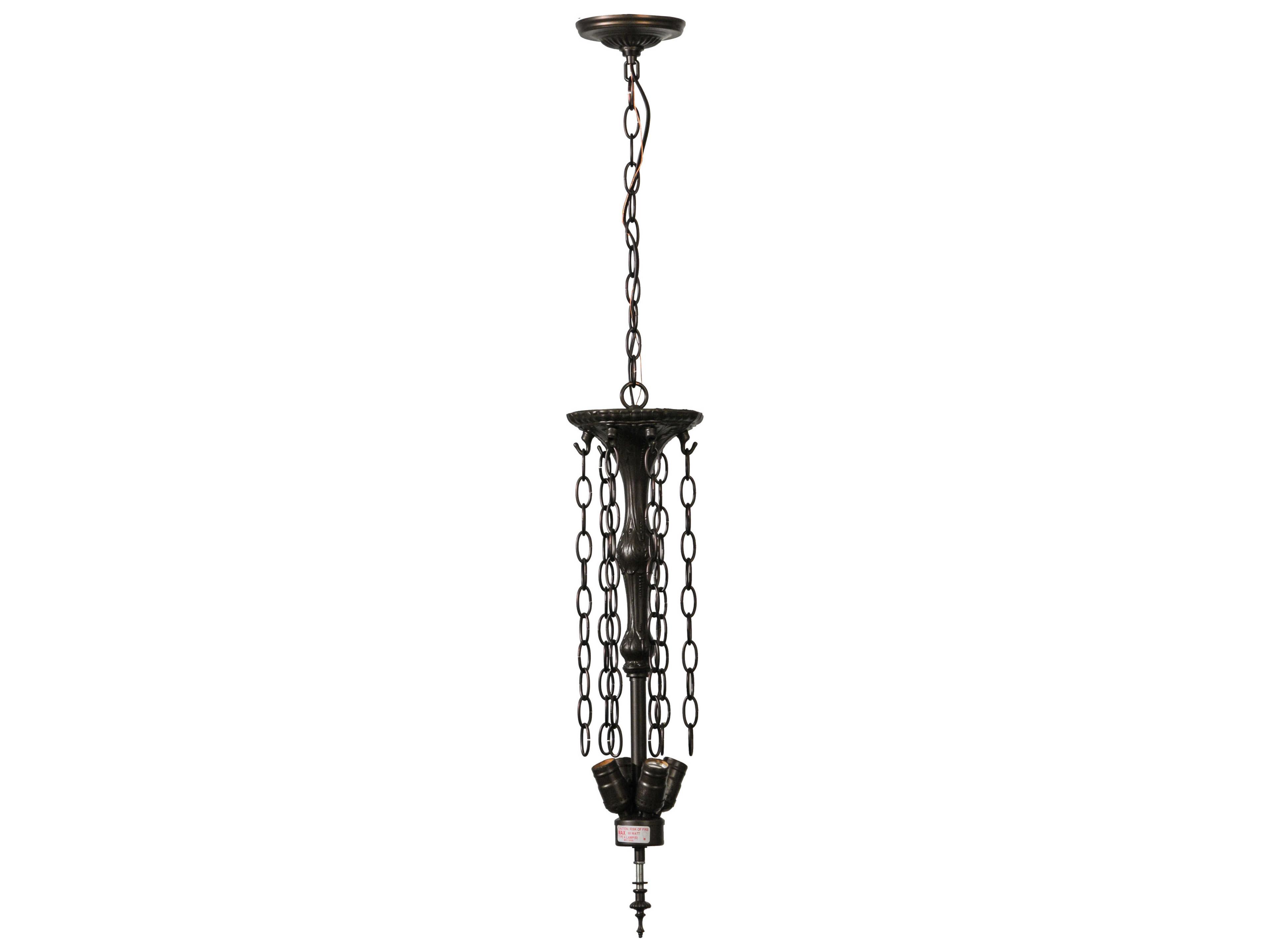 Meyda Mahogany Bronze Four Light Inverted Pendant Hardware