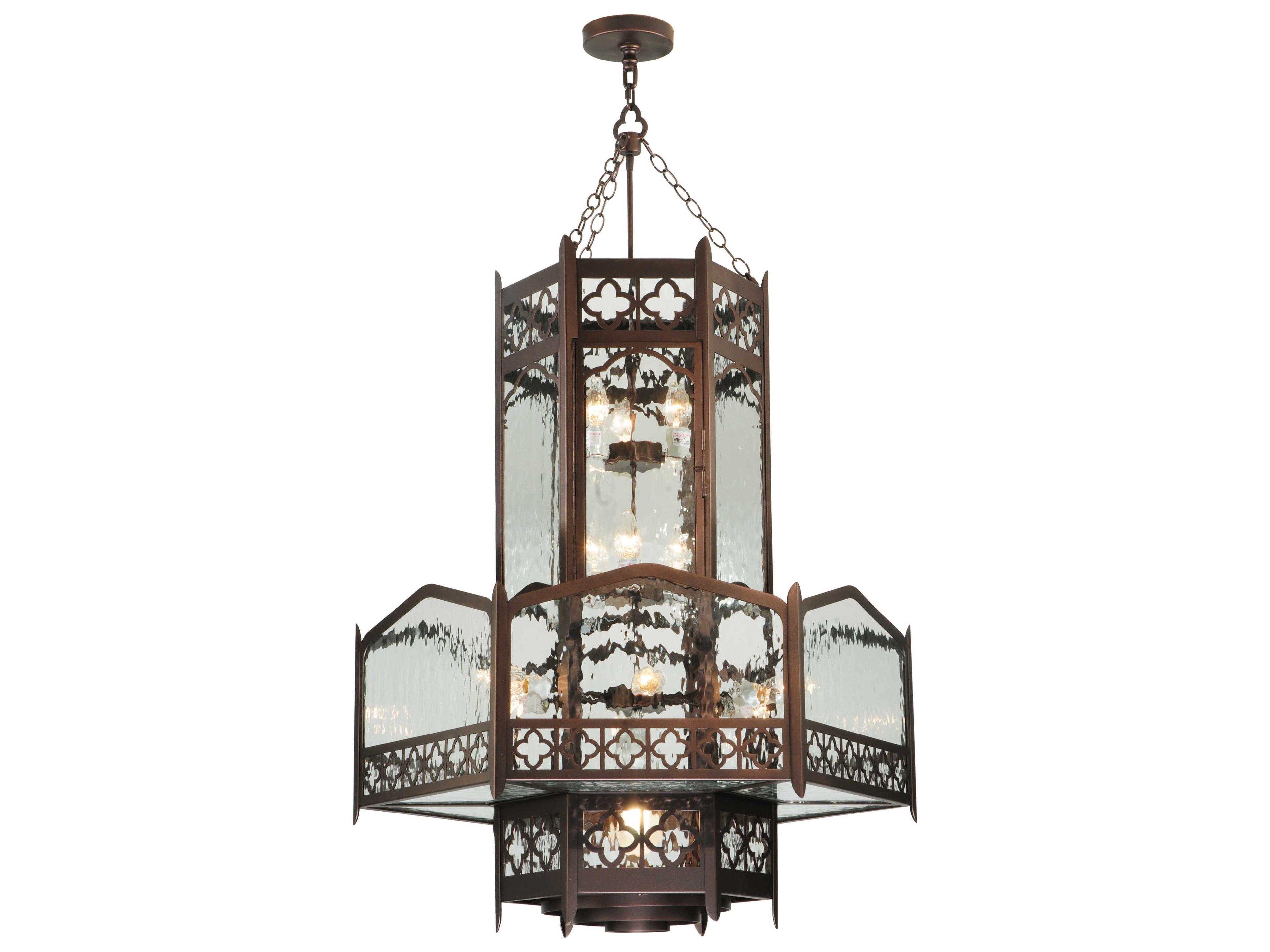 Meyda Victorian 6-Light Bronze Geometric Tiered Pendant