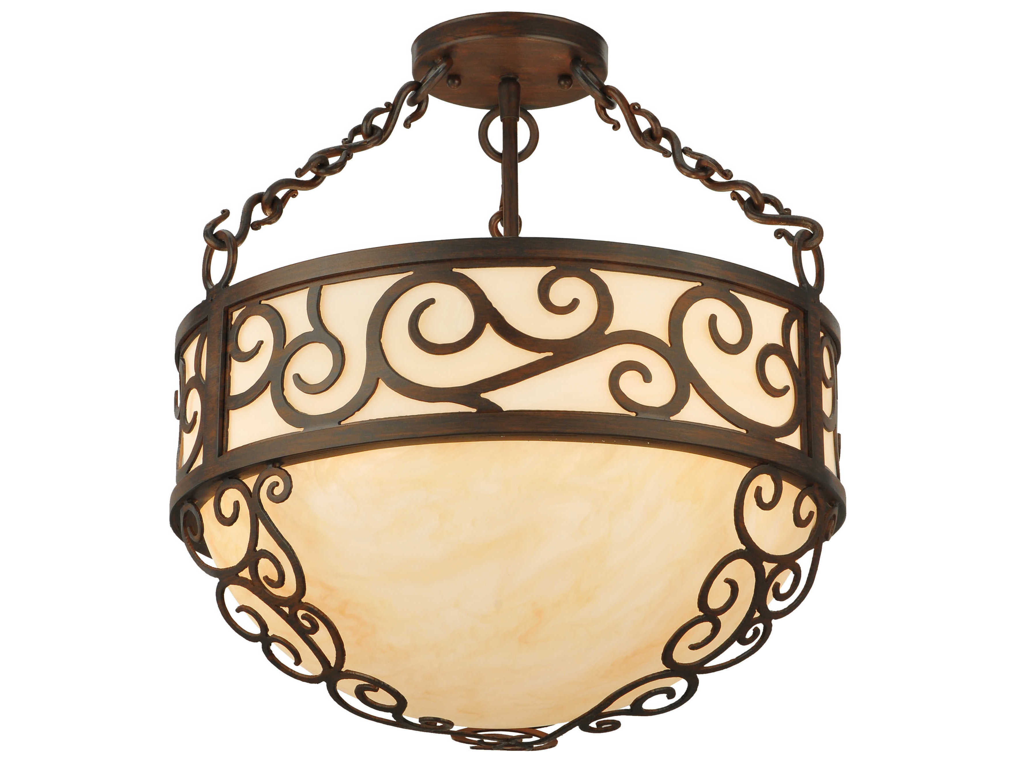 Meyda Victorian 3-Light Brown Bowl Pendant