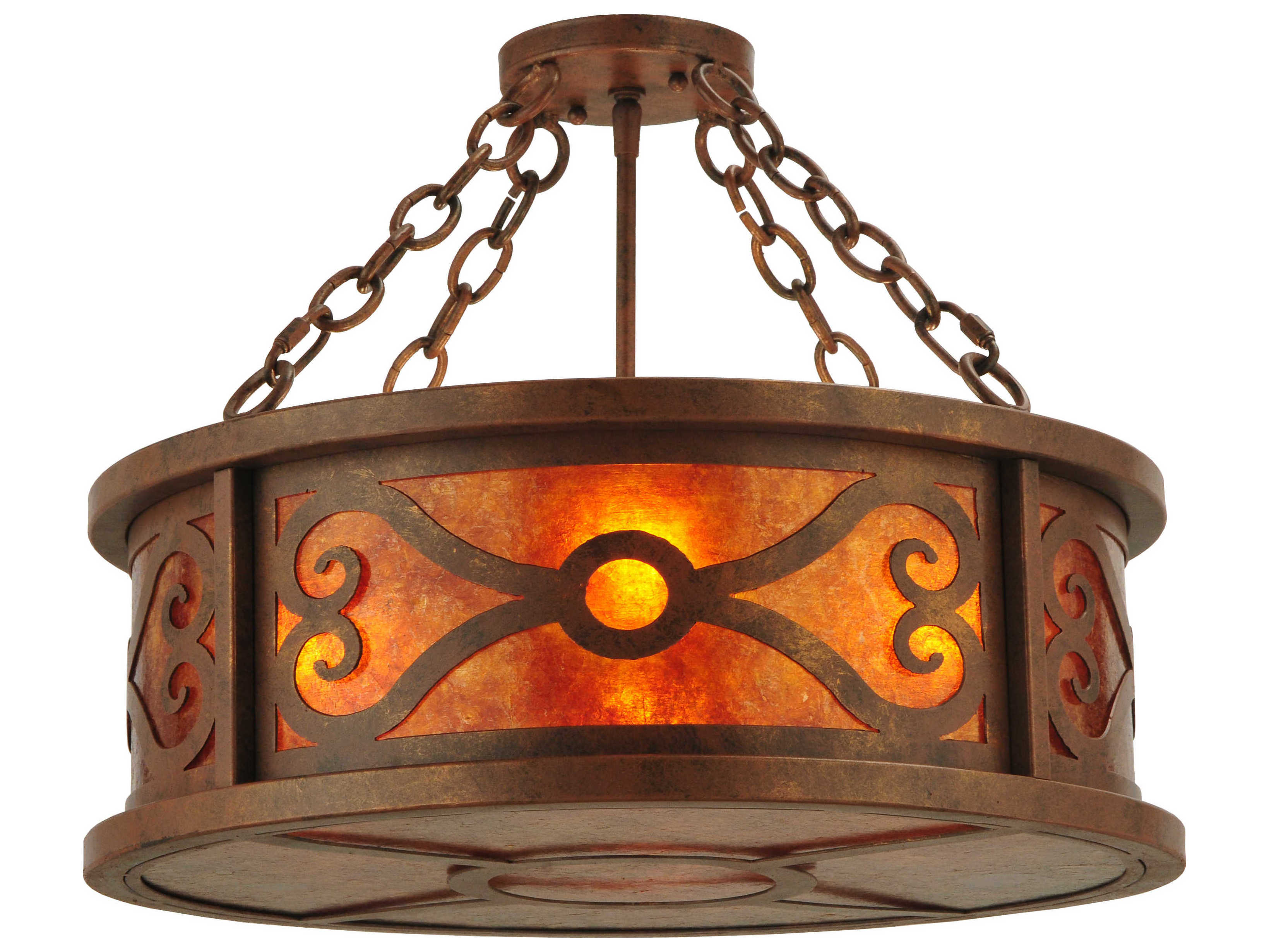 Meyda Victorian 4-Light Red Drum Pendant