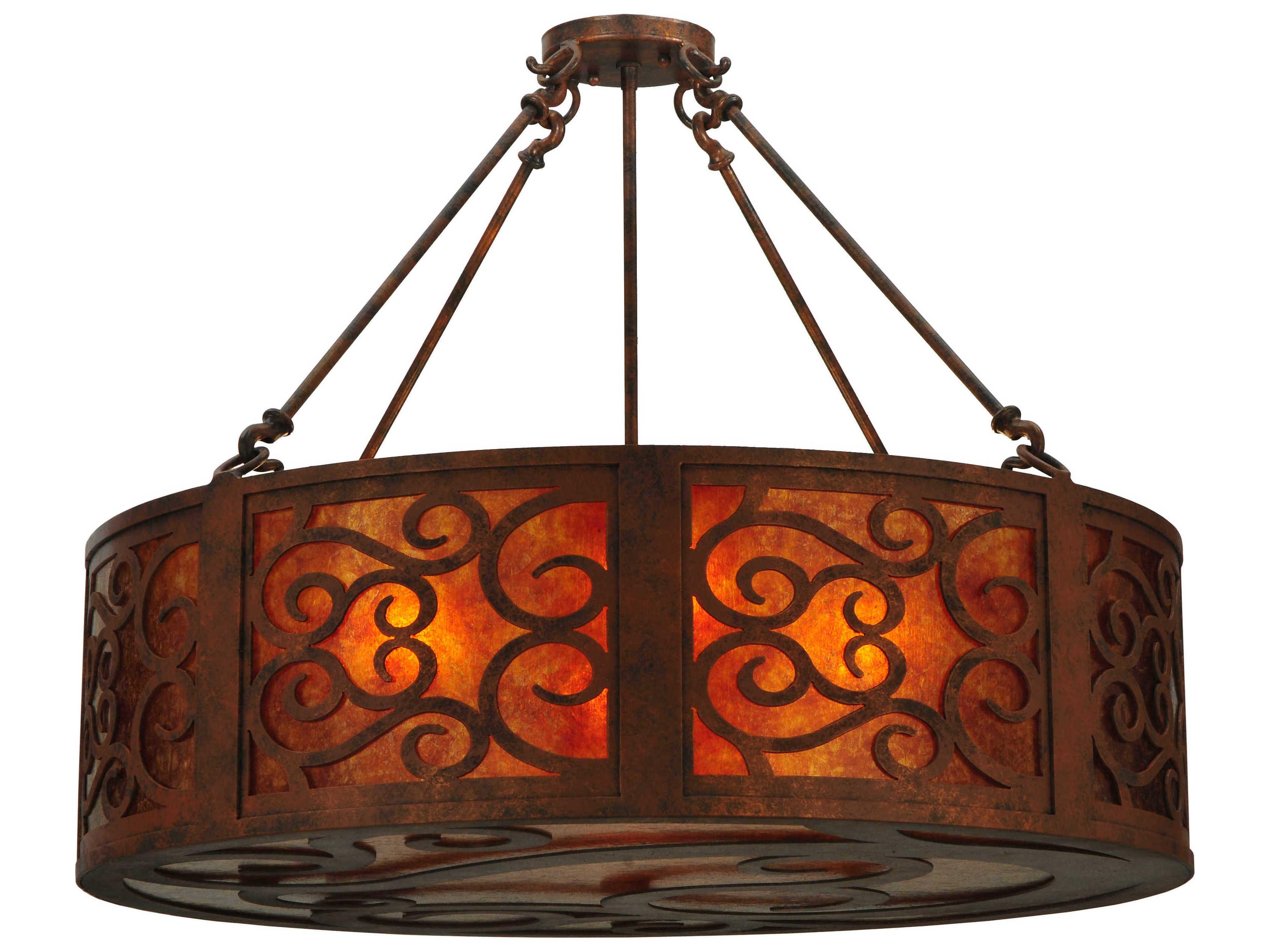Meyda Dean 4-Light Brown Drum Pendant