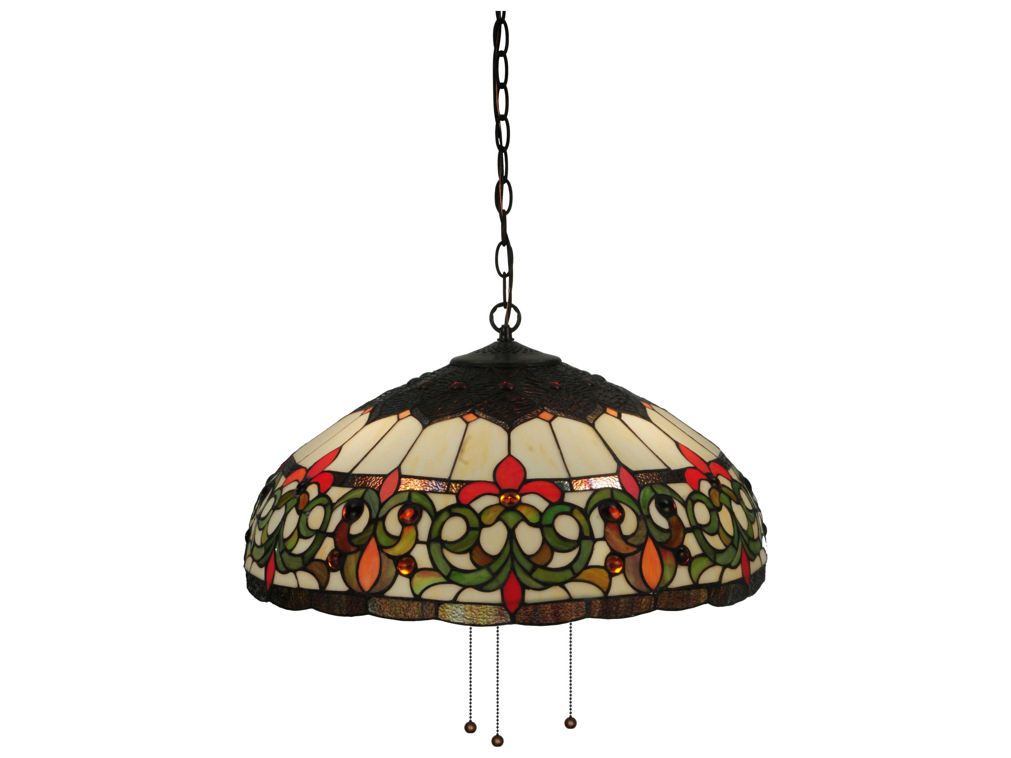 Meyda Victorian 3-Light Brown Tiffany Bowl Pendant