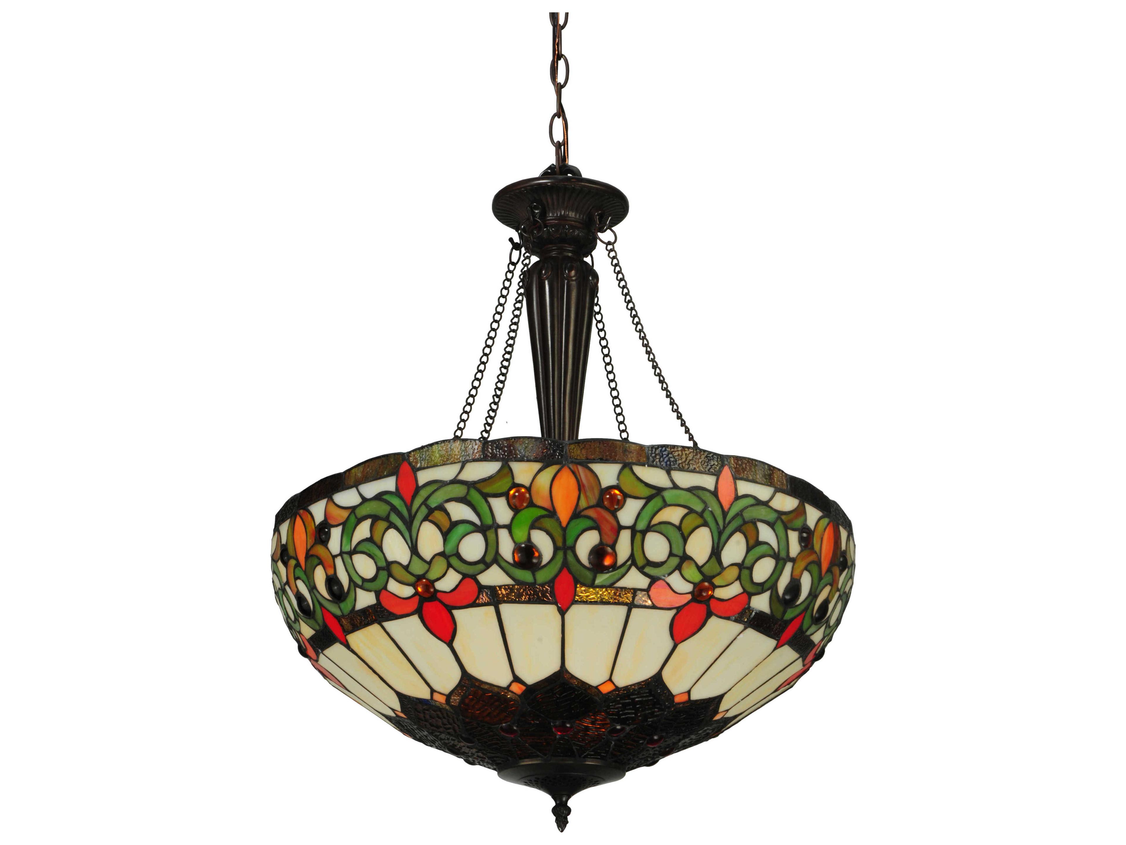 Meyda Victorian 3-Light Brown Tiffany Bowl Pendant