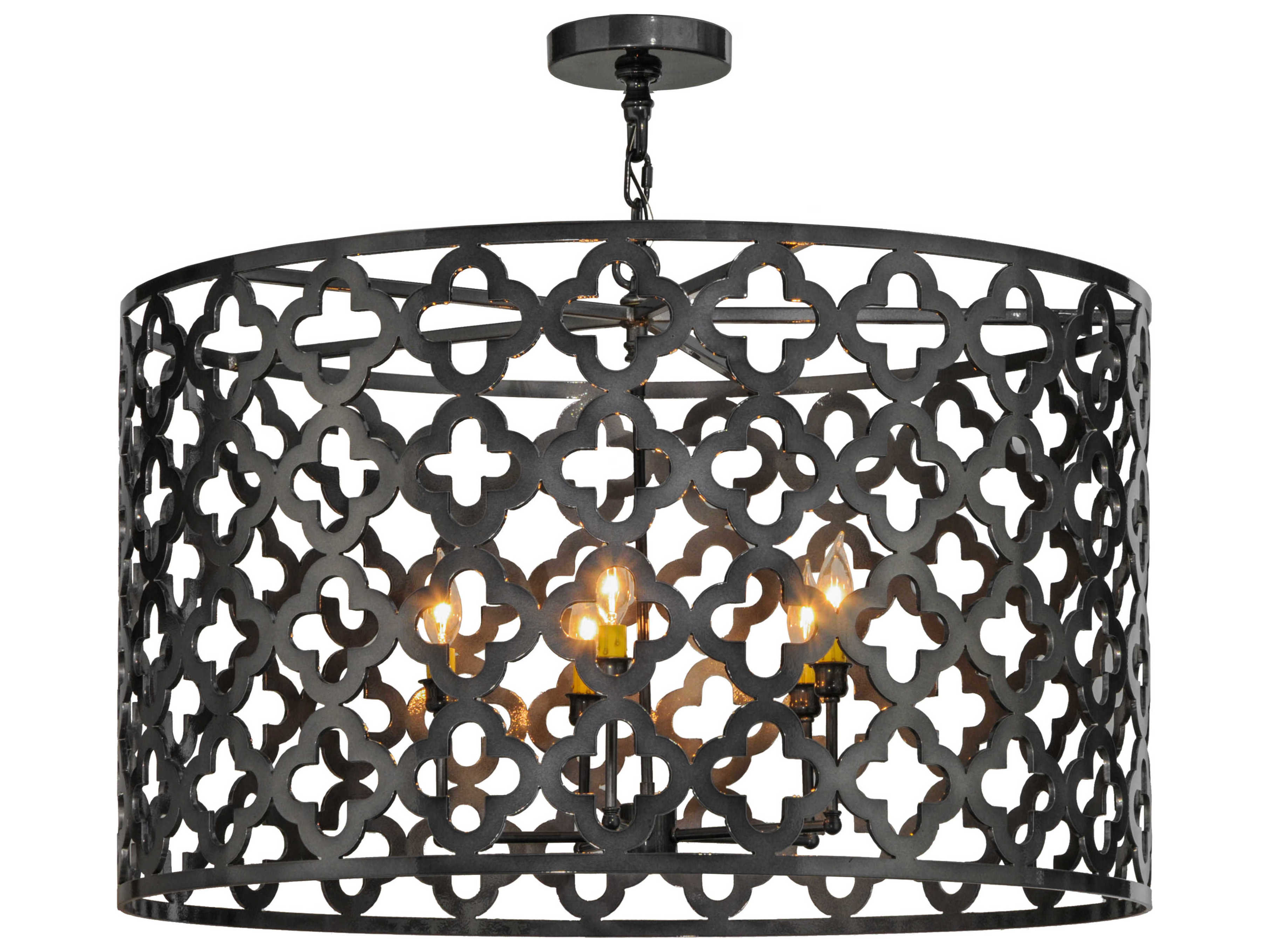 Meyda Victorian 5-Light Black Drum Pendant