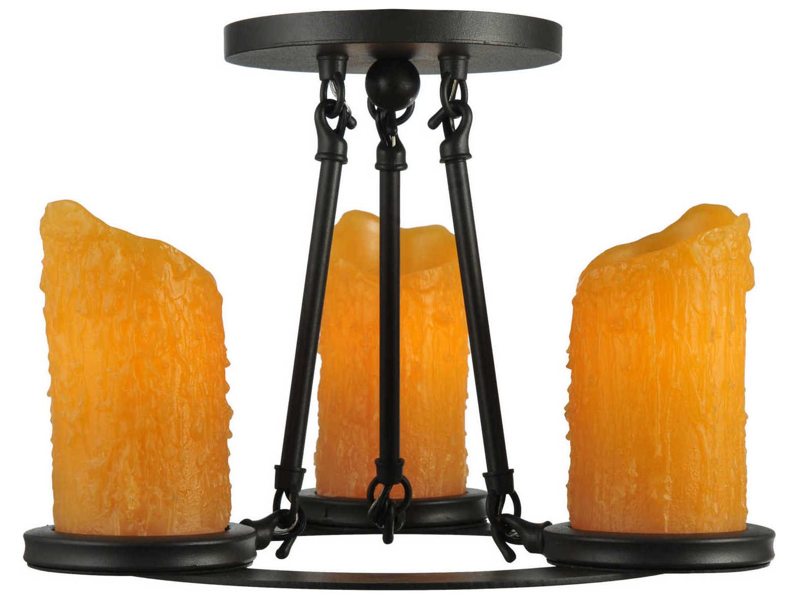 Meyda Victorian 3-Light Black Geometric Semi Flush Mount