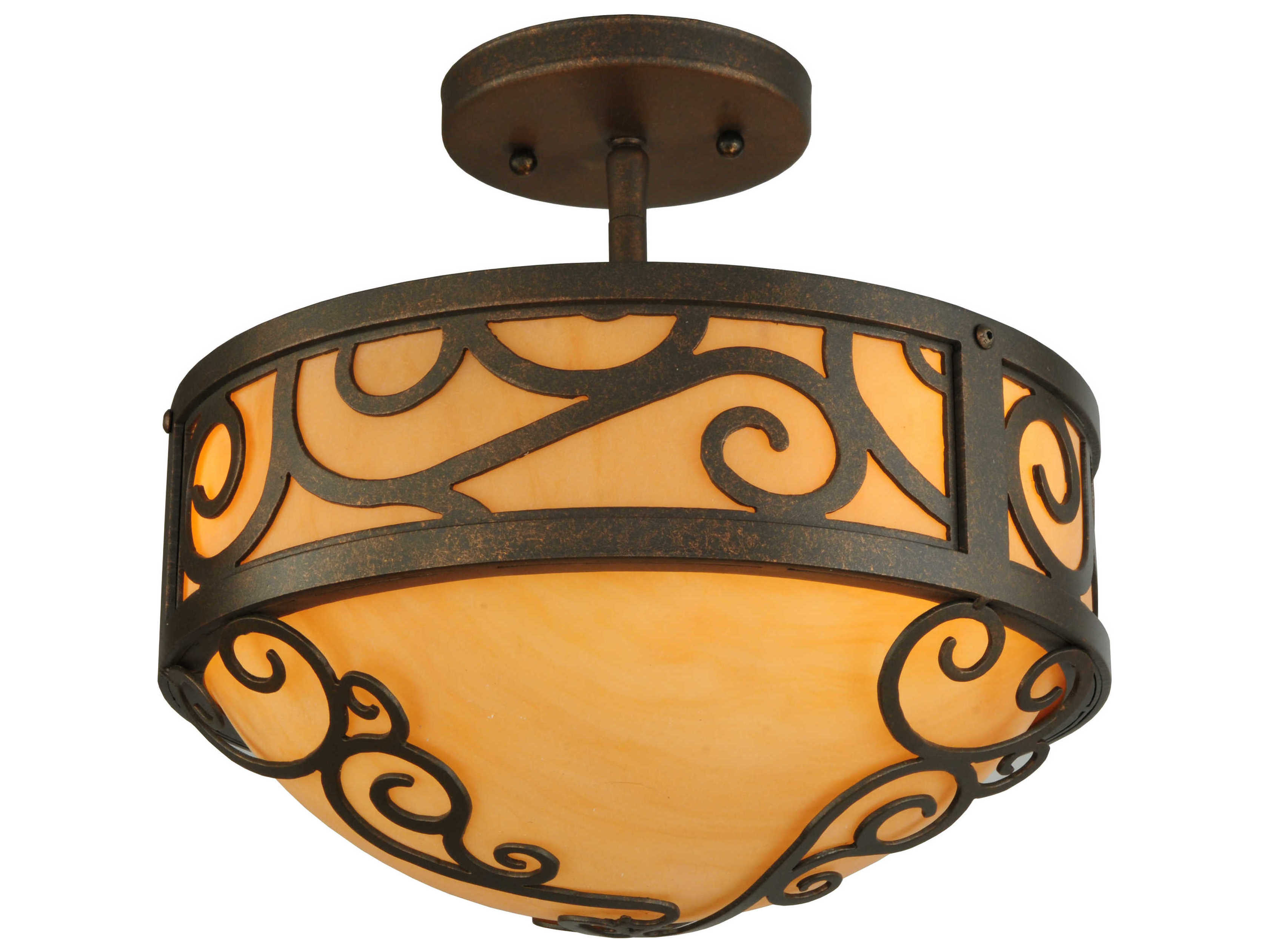 Meyda Victorian 3-Light Brown Bowl Semi Flush Mount