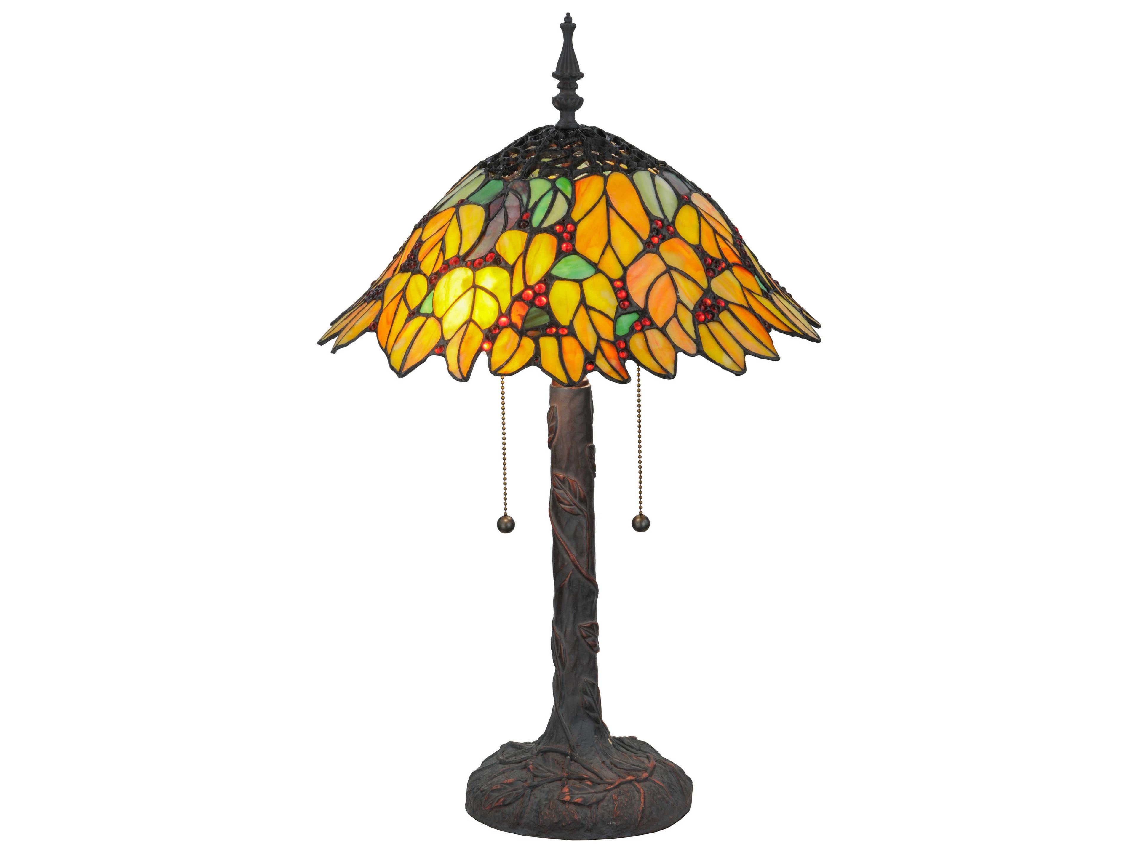 Meyda Follaje Sunrise Brown Tiffany Table Lamp