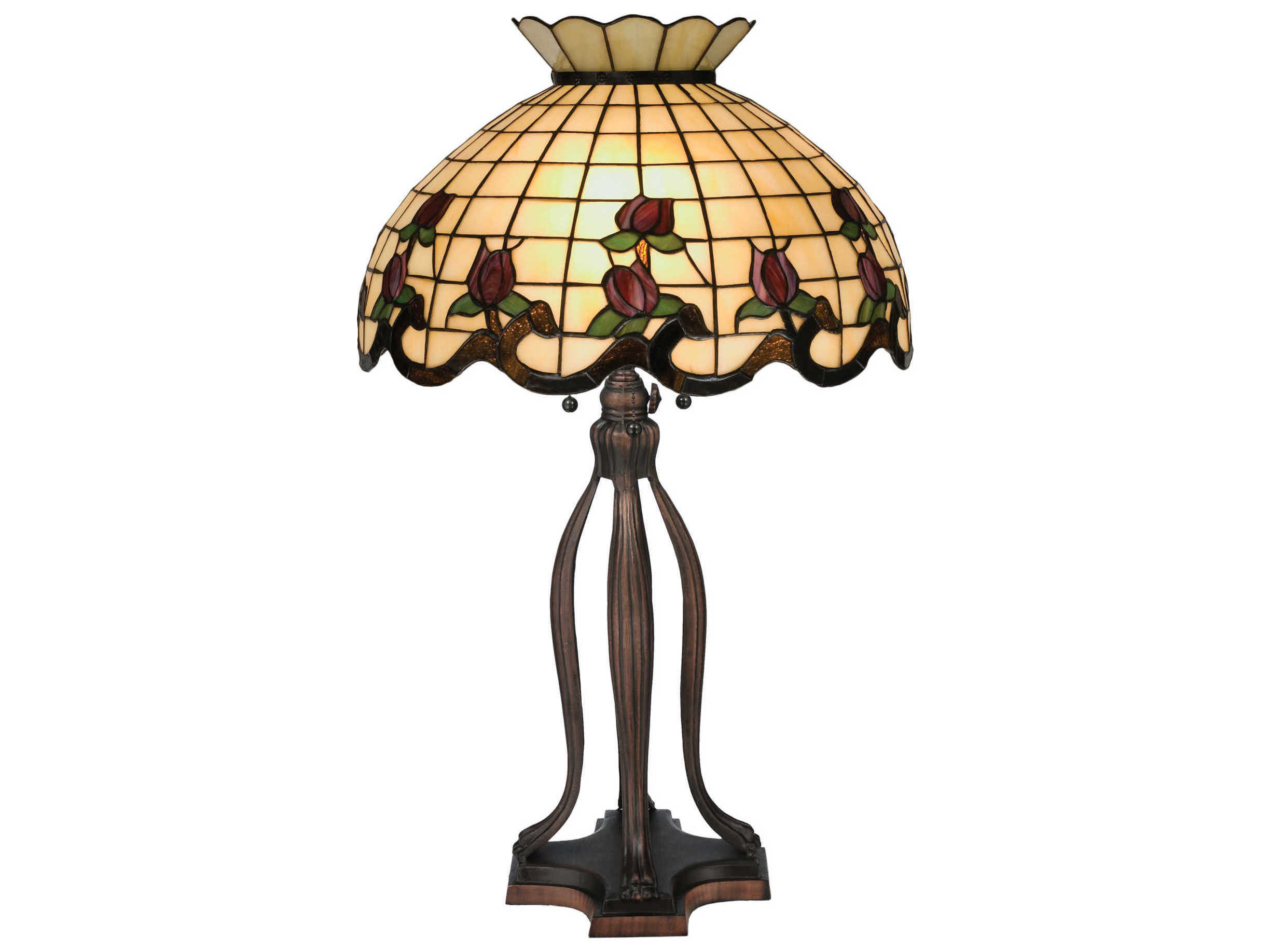 Meyda Roseborder Beige Brown Tiffany Table Lamp