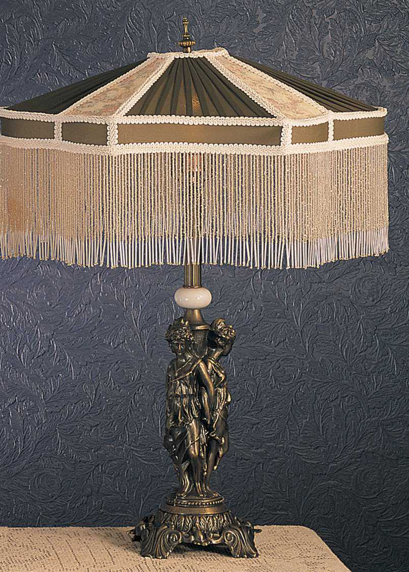 Meyda Fabric & Fringe Persian Green Table Lamp