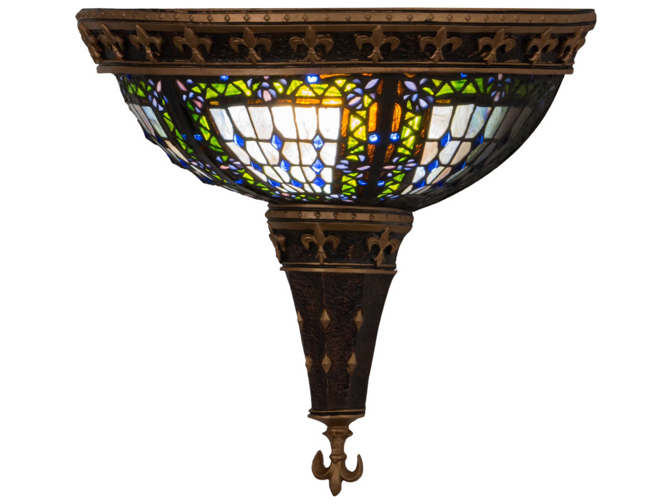 Meyda Fleur-de-lis 2-Light Brown LED Tiffany Wall Sconce