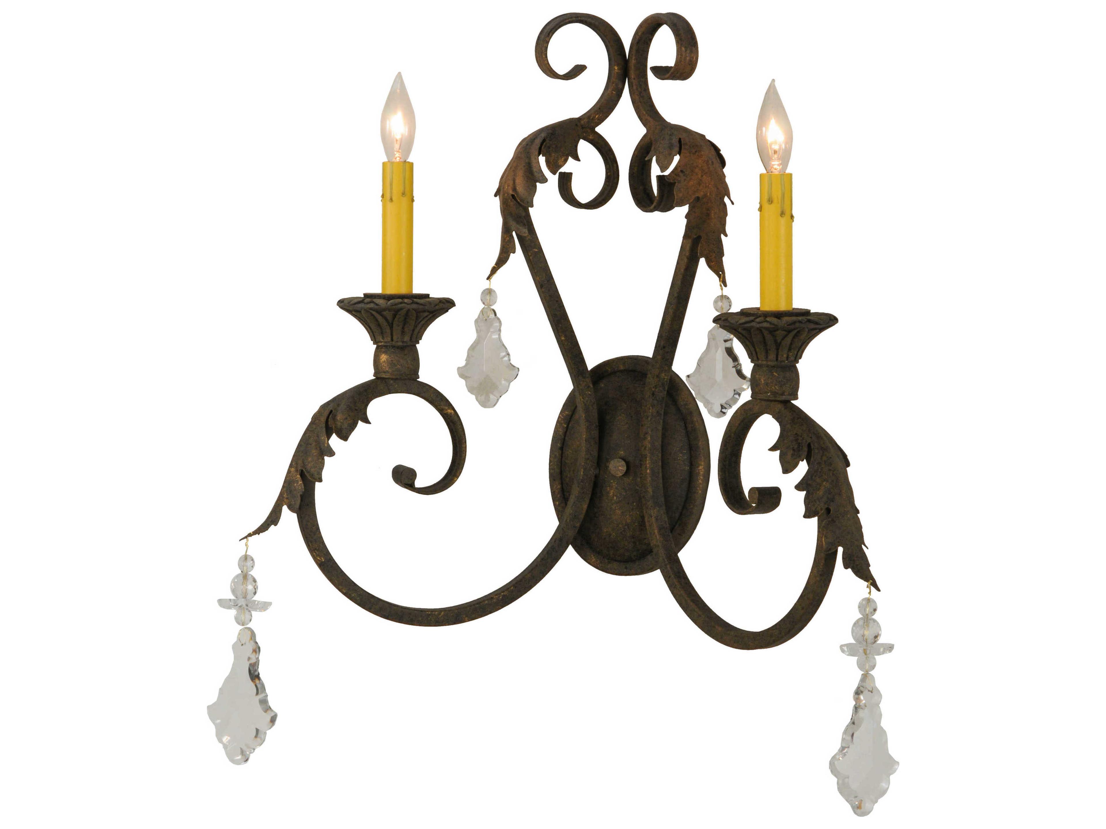 Meyda Victorian 2-Light Brown Crystal Wall Sconce