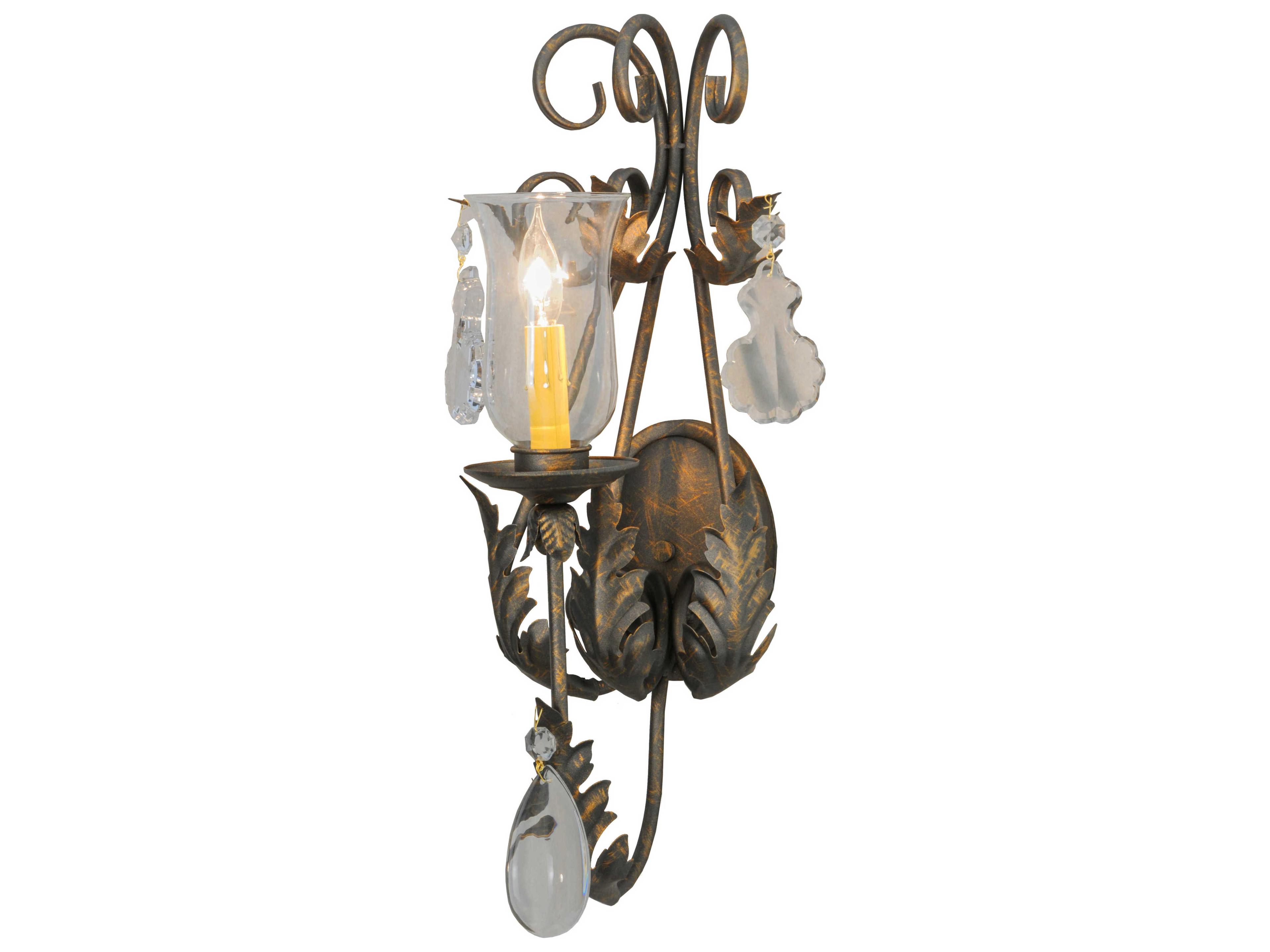 Meyda French Elegance 1-Light Brown Crystal Wall Sconce