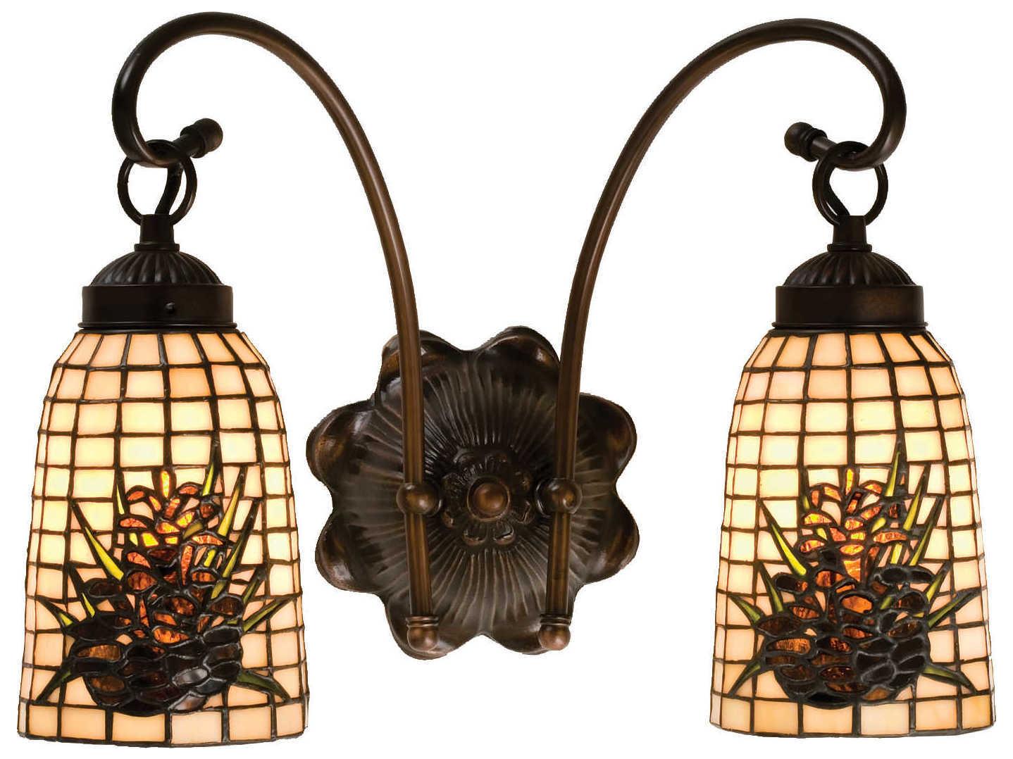 Meyda Victorian 2-Light Bronze Tiffany Wall Sconce