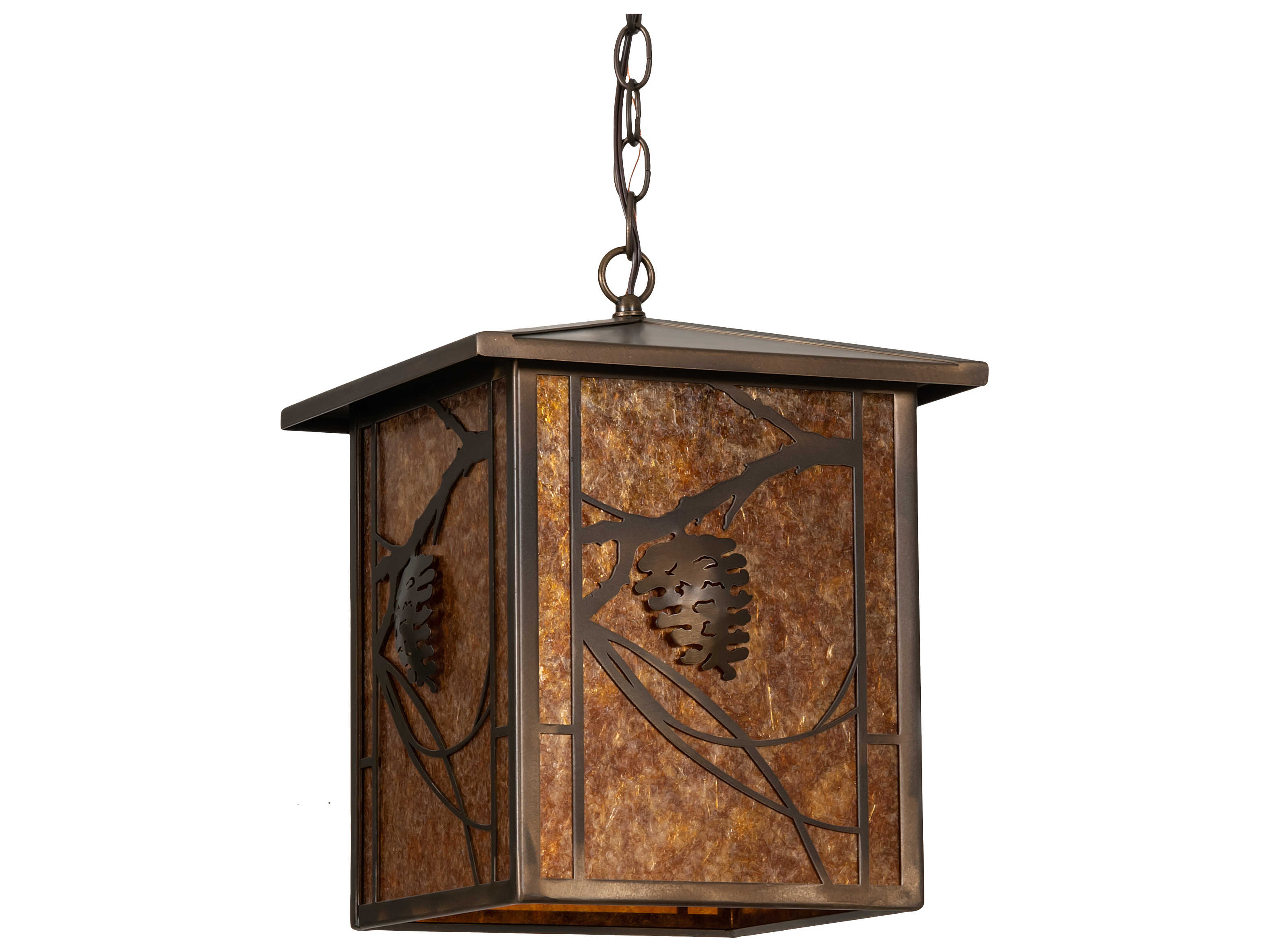 Meyda Whispering Pines 1-Light Antique Copper Geometric Mini Pendant