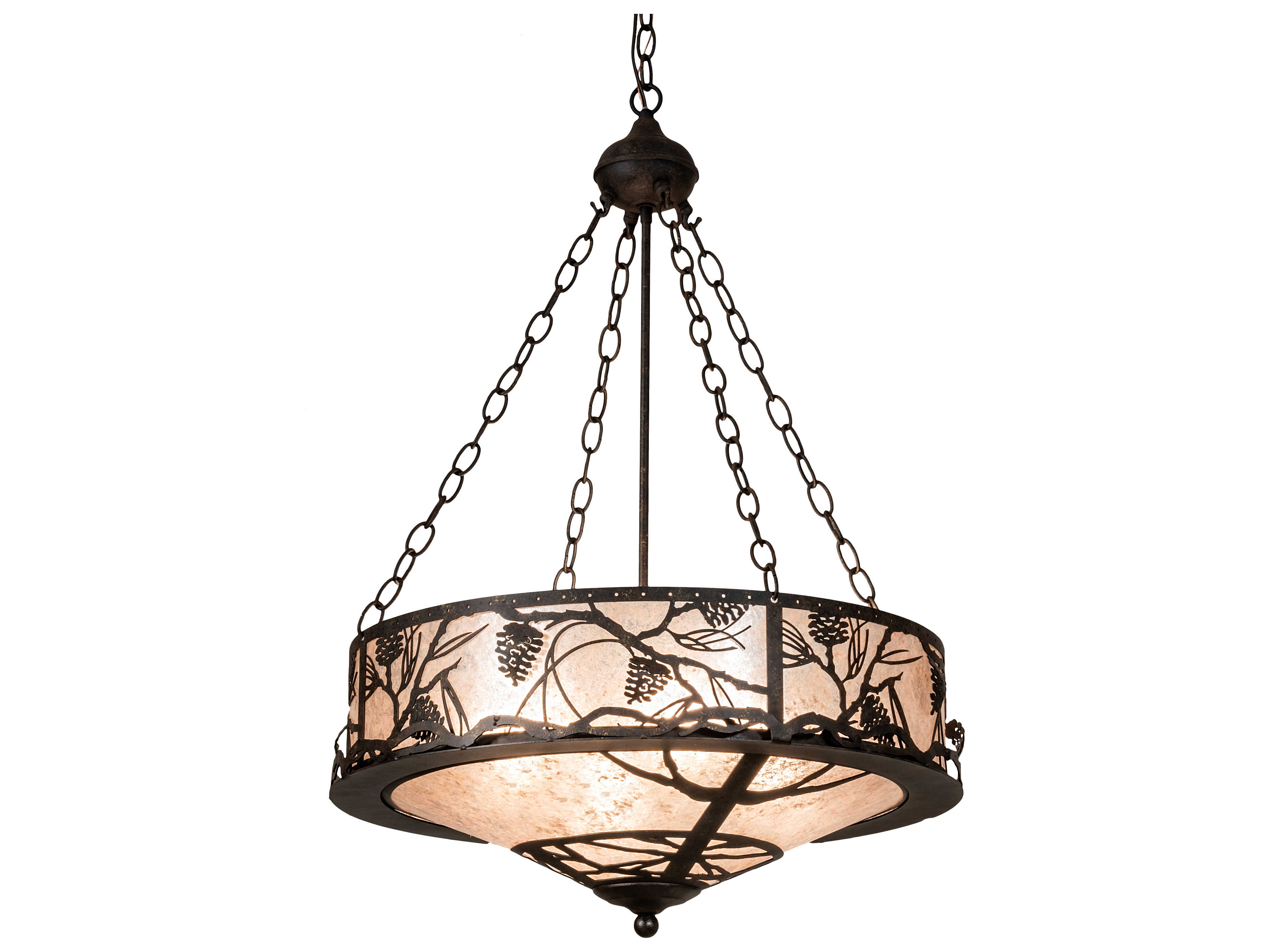 Meyda Whispering Pines 4-Light Antiquity Brown Geometric Pendant