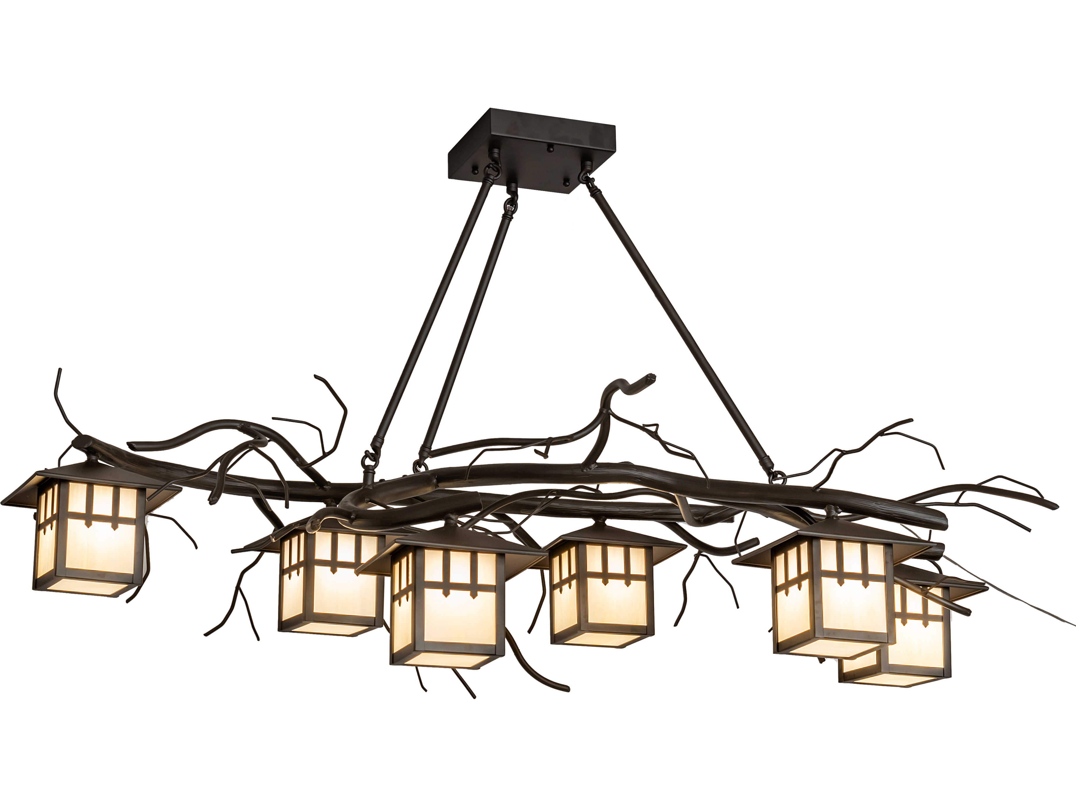 Meyda Winter Solstice 6-Light Oil Rubbed Bronze Glass Lantern Island Pendant