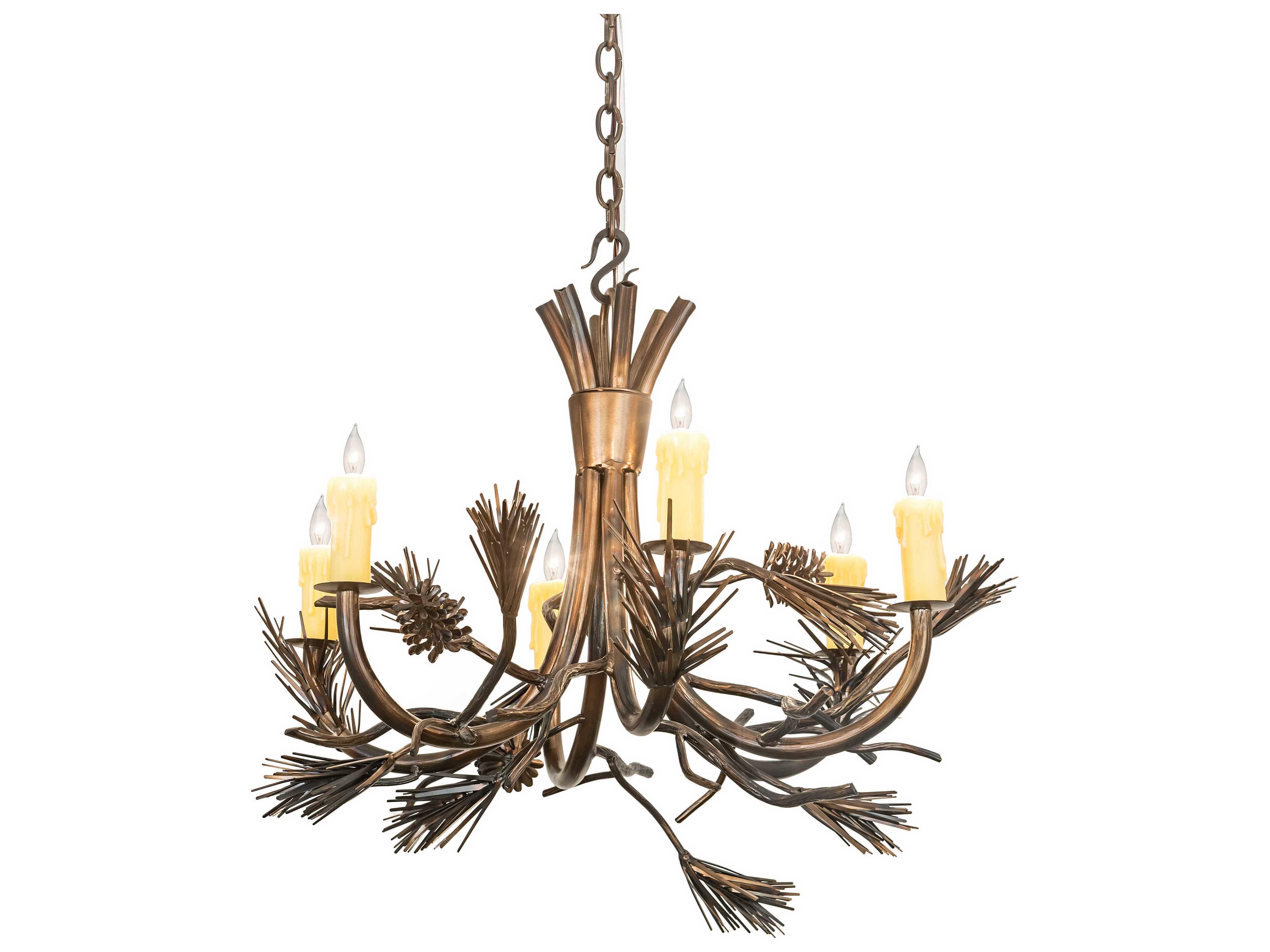 Meyda Woodland 6-Light Antique Copper Burnished Candelabra Chandelier