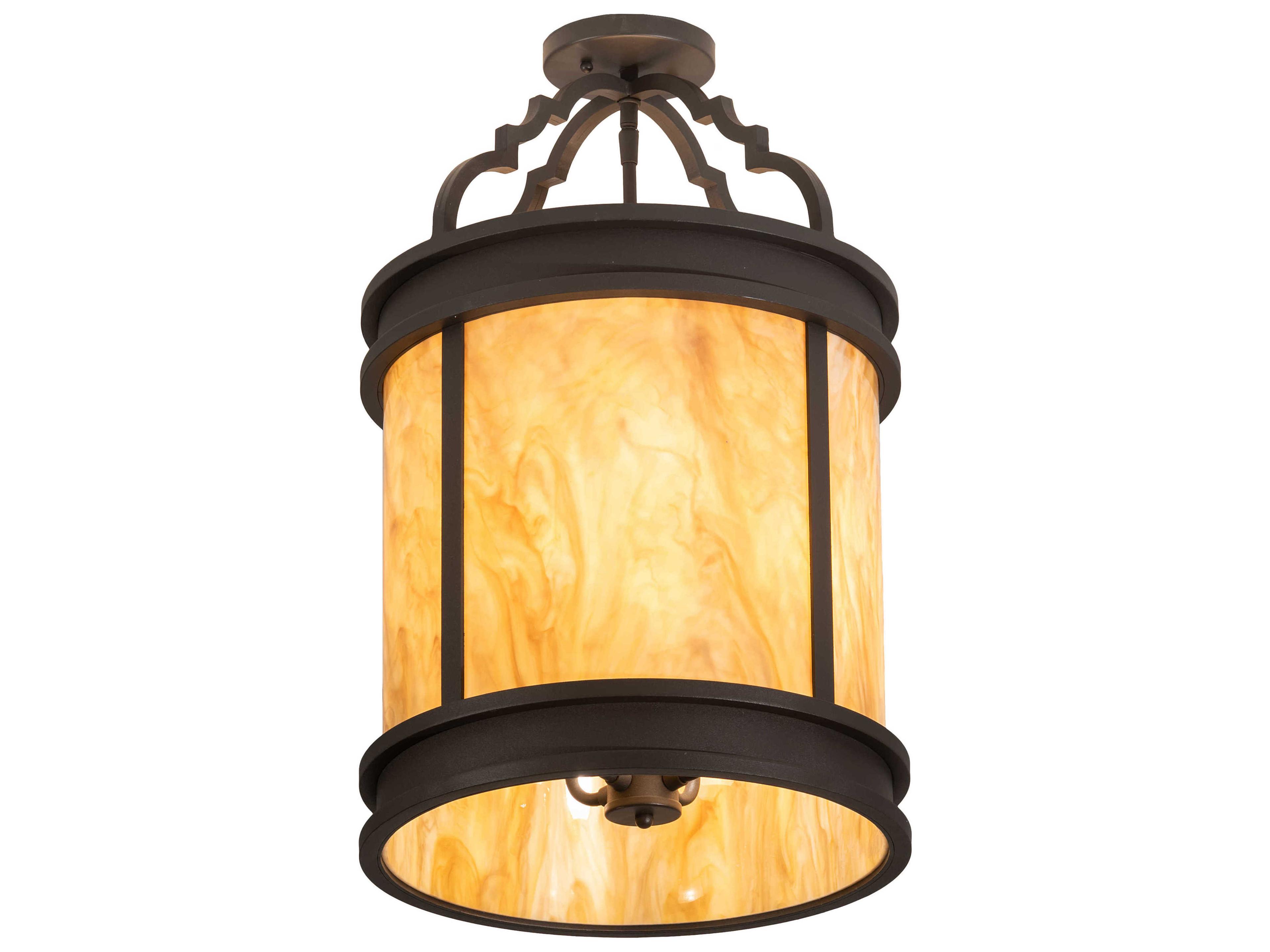 Meyda Wyant 4-Light Wrought Iron Gray Cylinder Semi Flush Mount