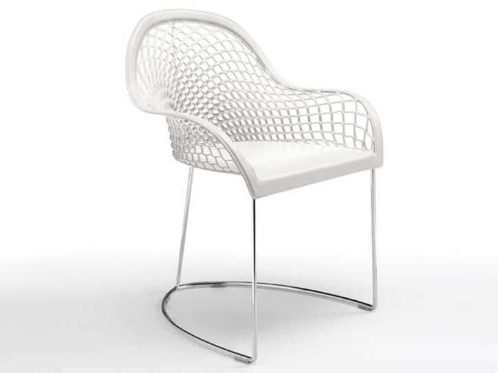 Midj Guapa Leather White Upholstered Arm Dining Chair