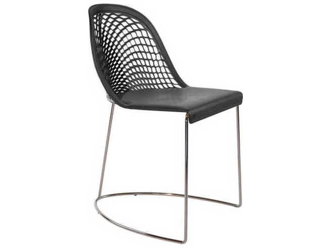Midj Guapa Leather Black Upholstered Side Dining Chair